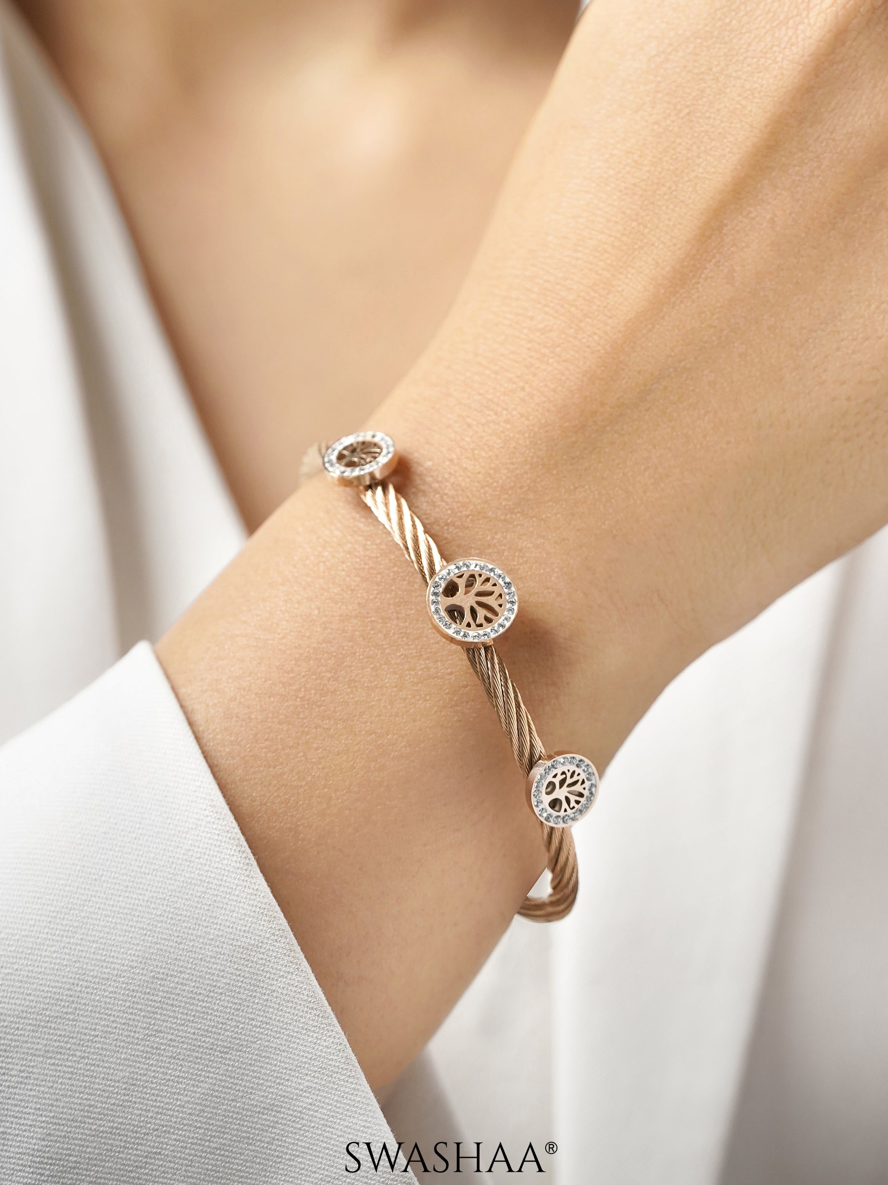 Izalea Lifetree Cuff Rosegold Plated Bracelet