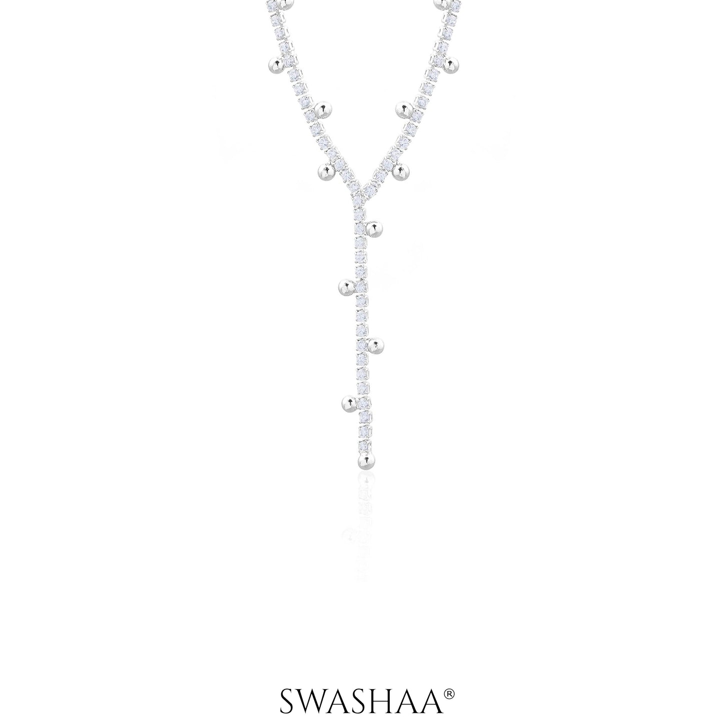 Jane Studded Charms Y-shaped Necklace Silver