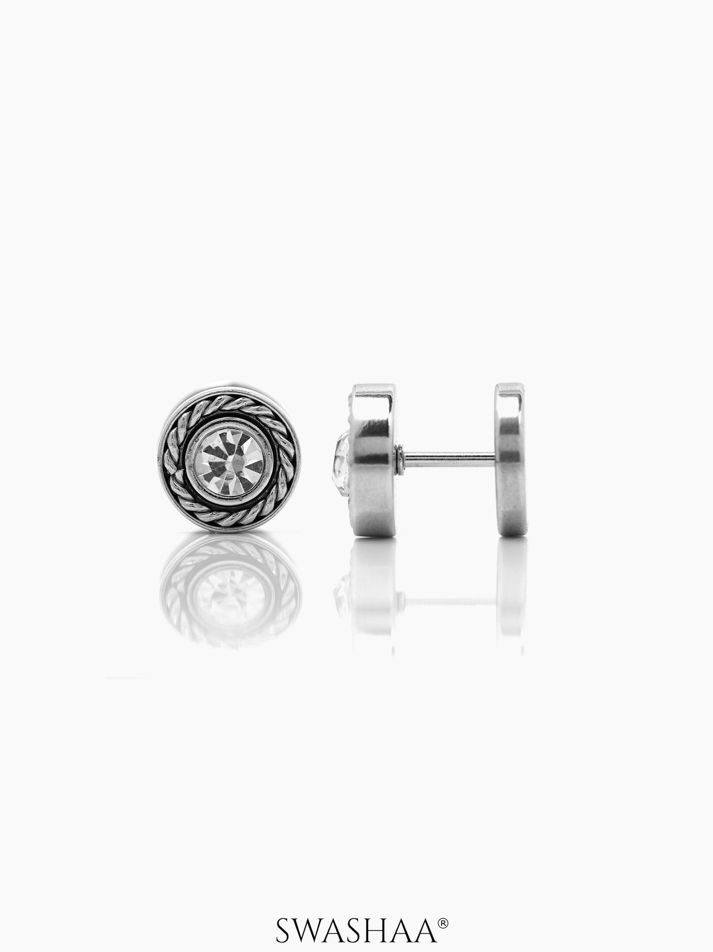 Jaxon Solitaire Men's Stud Earrings Silver
