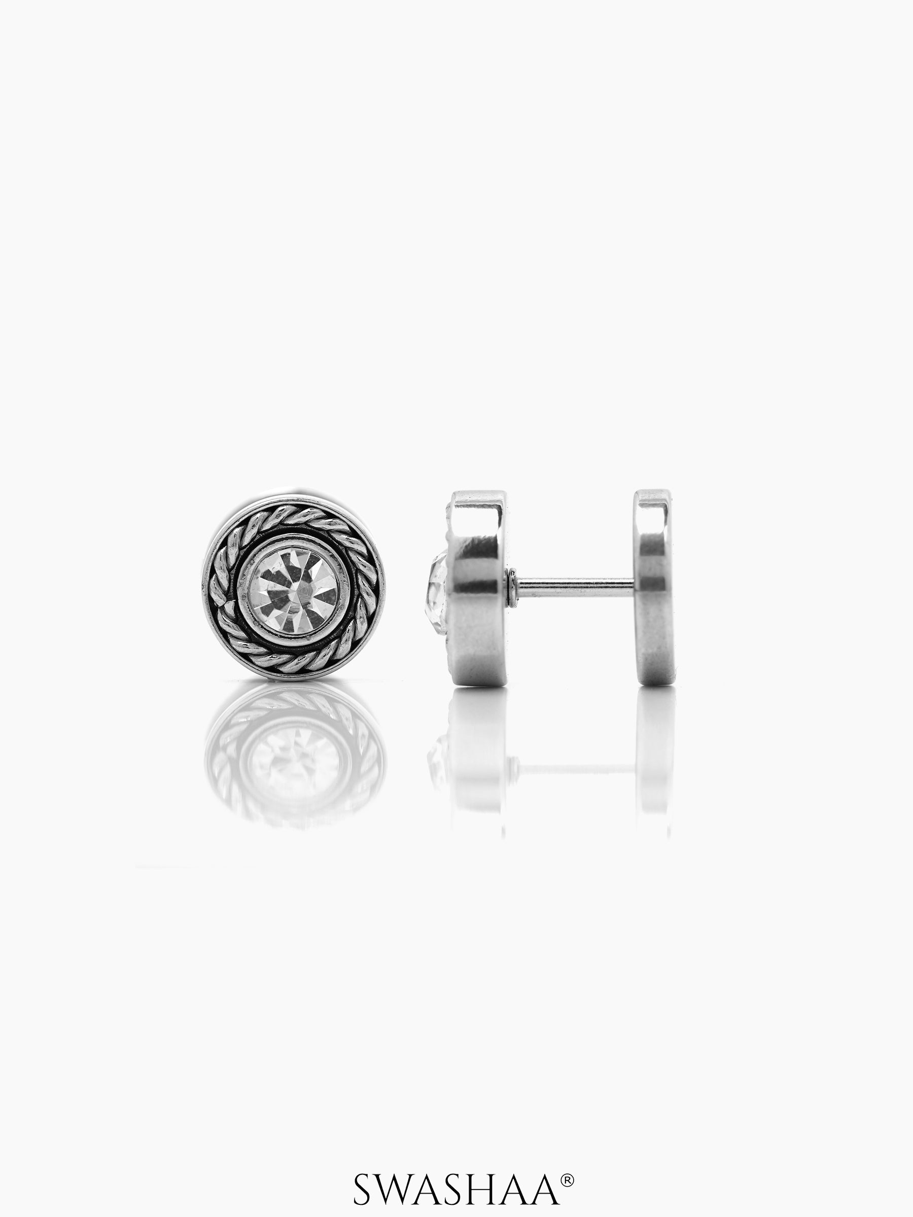 Jaxon Solitaire Men's Stud Earrings Silver
