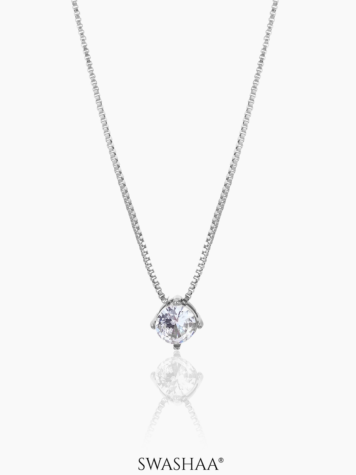 Juno Solitaire Necklace Silver