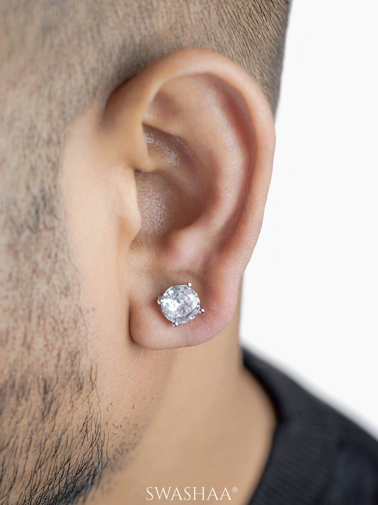 Kael Solitaire Men's Stud Earrings