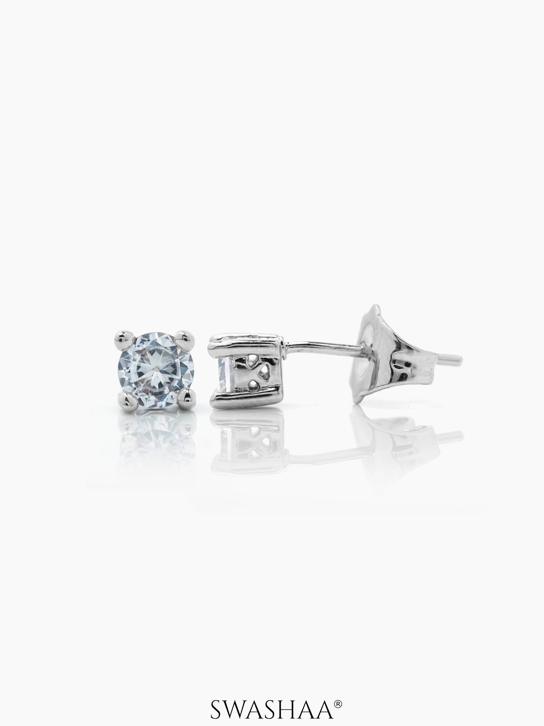 Kael Solitaire Men's Stud Earrings Silver 6 MM