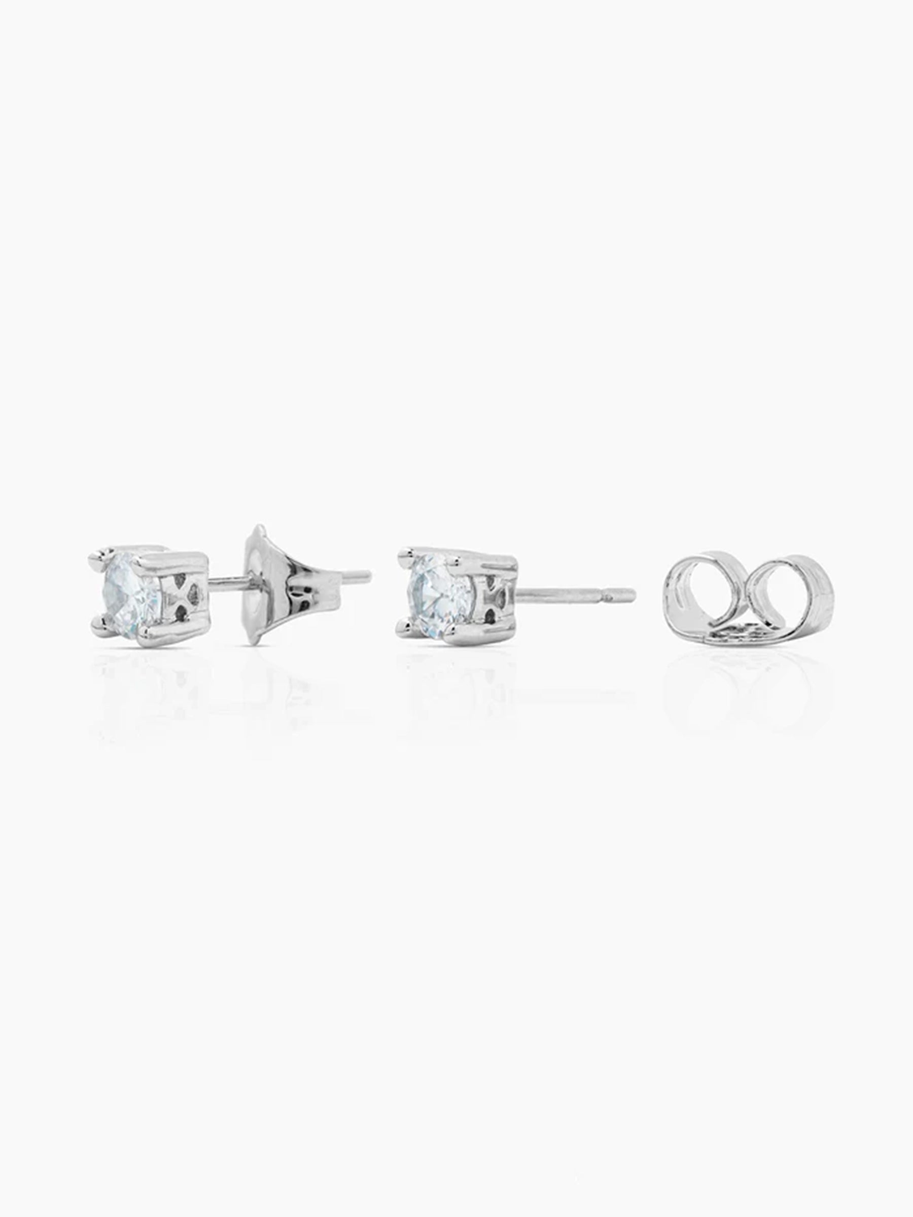 Kael Solitaire Silver Men's Stud Earrings