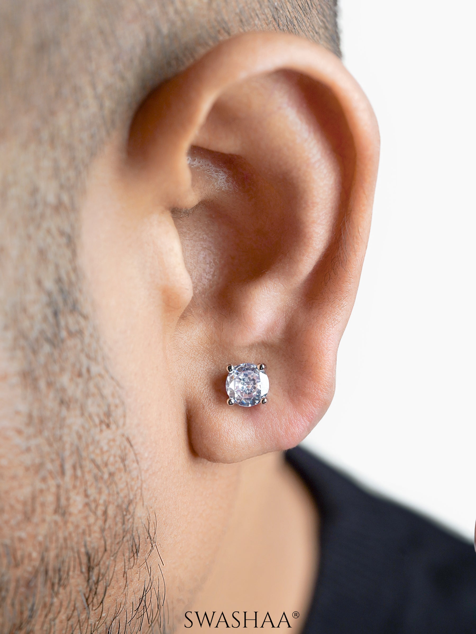 Kael Solitaire Men's Stud Earrings