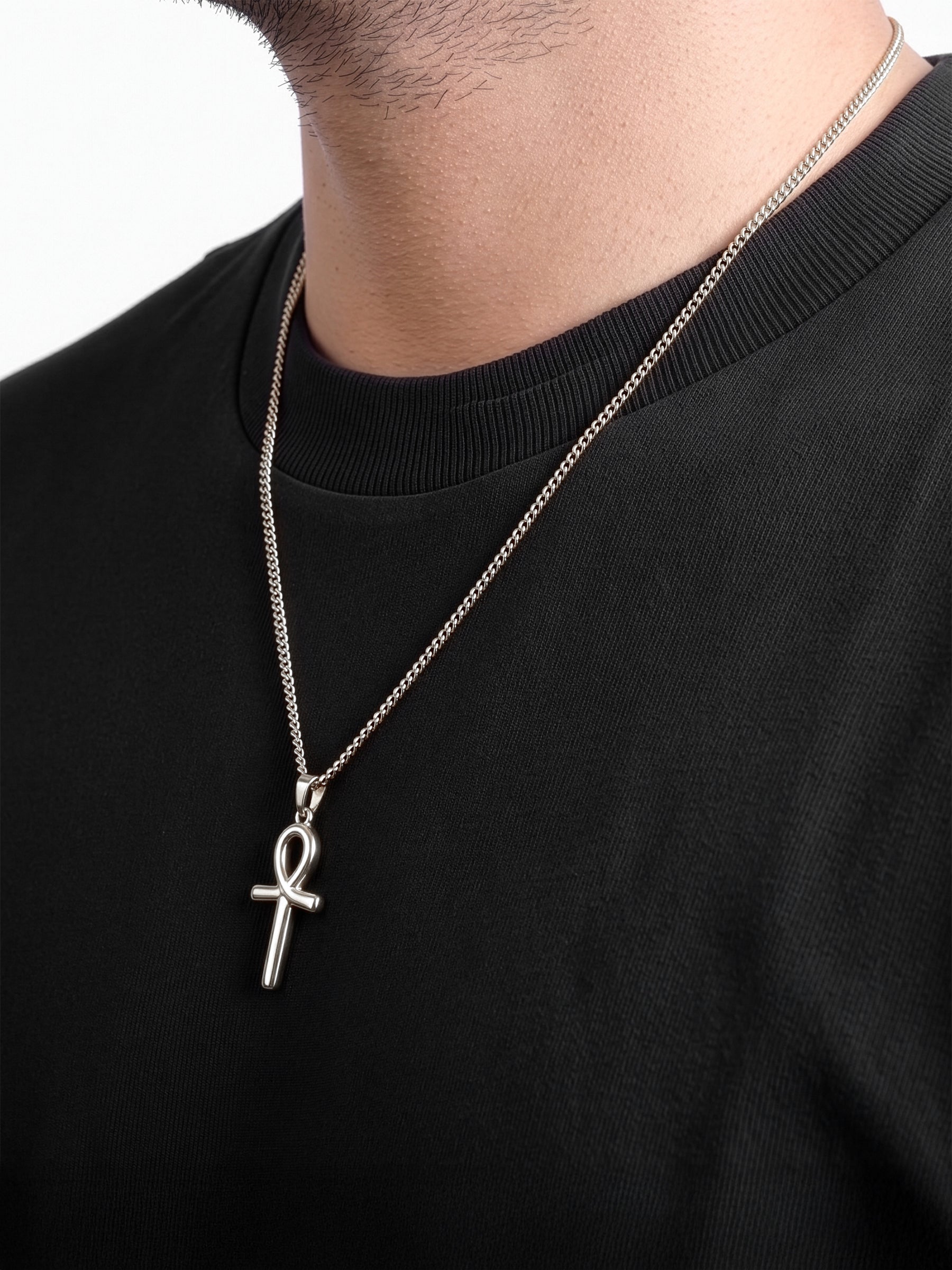 Kaevor Ankh Silver Men’s Chain Pendant