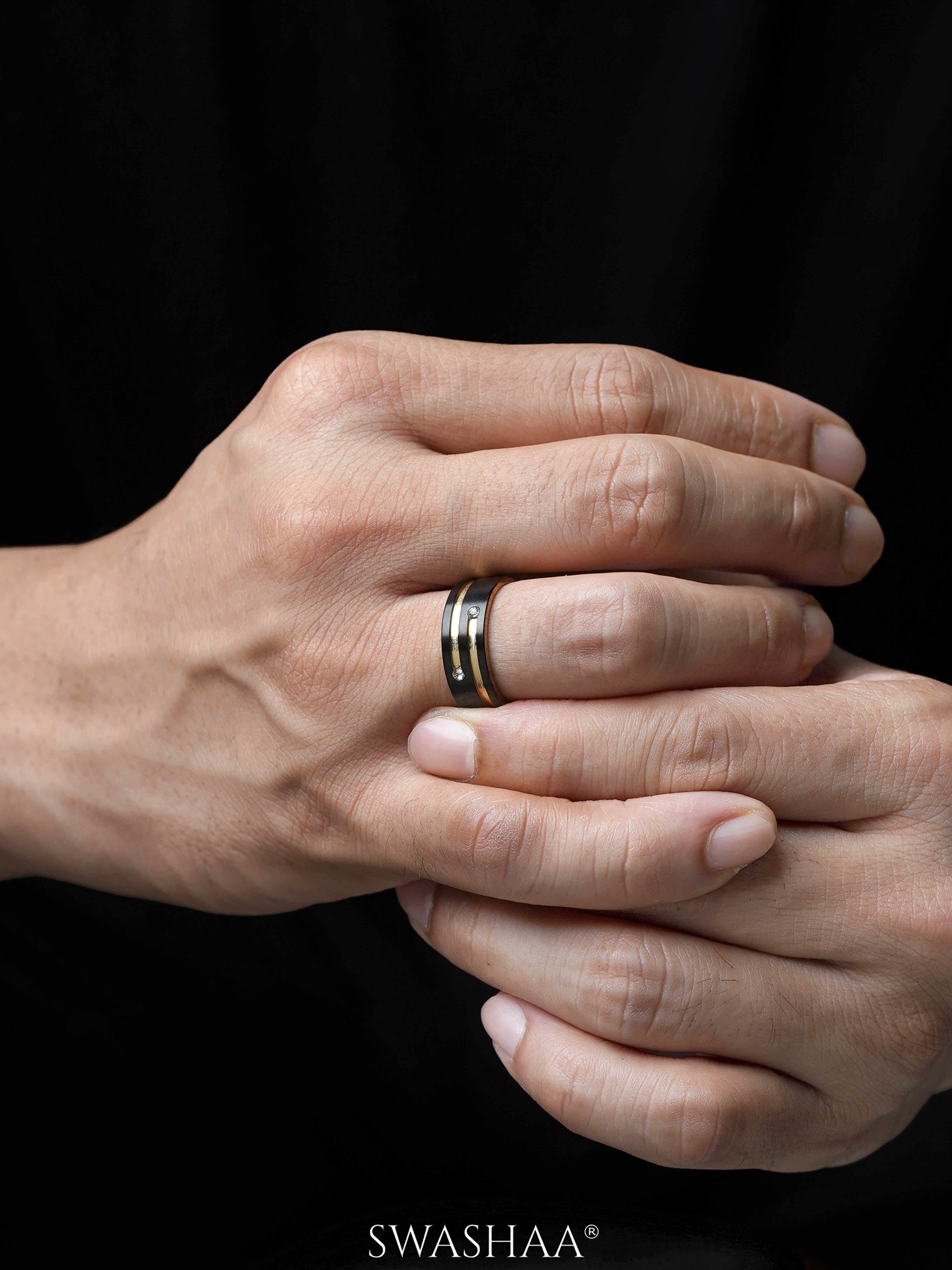 Kaizen 18K Gold-Black Men's Ring