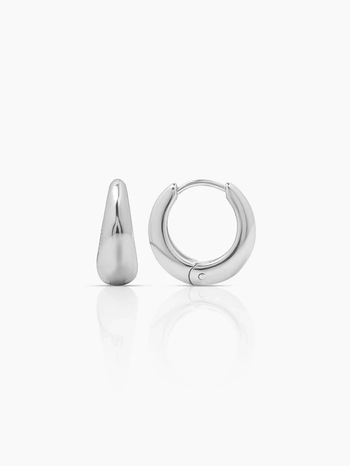 Kaizo Silver Men's Hoop Earrings Silver