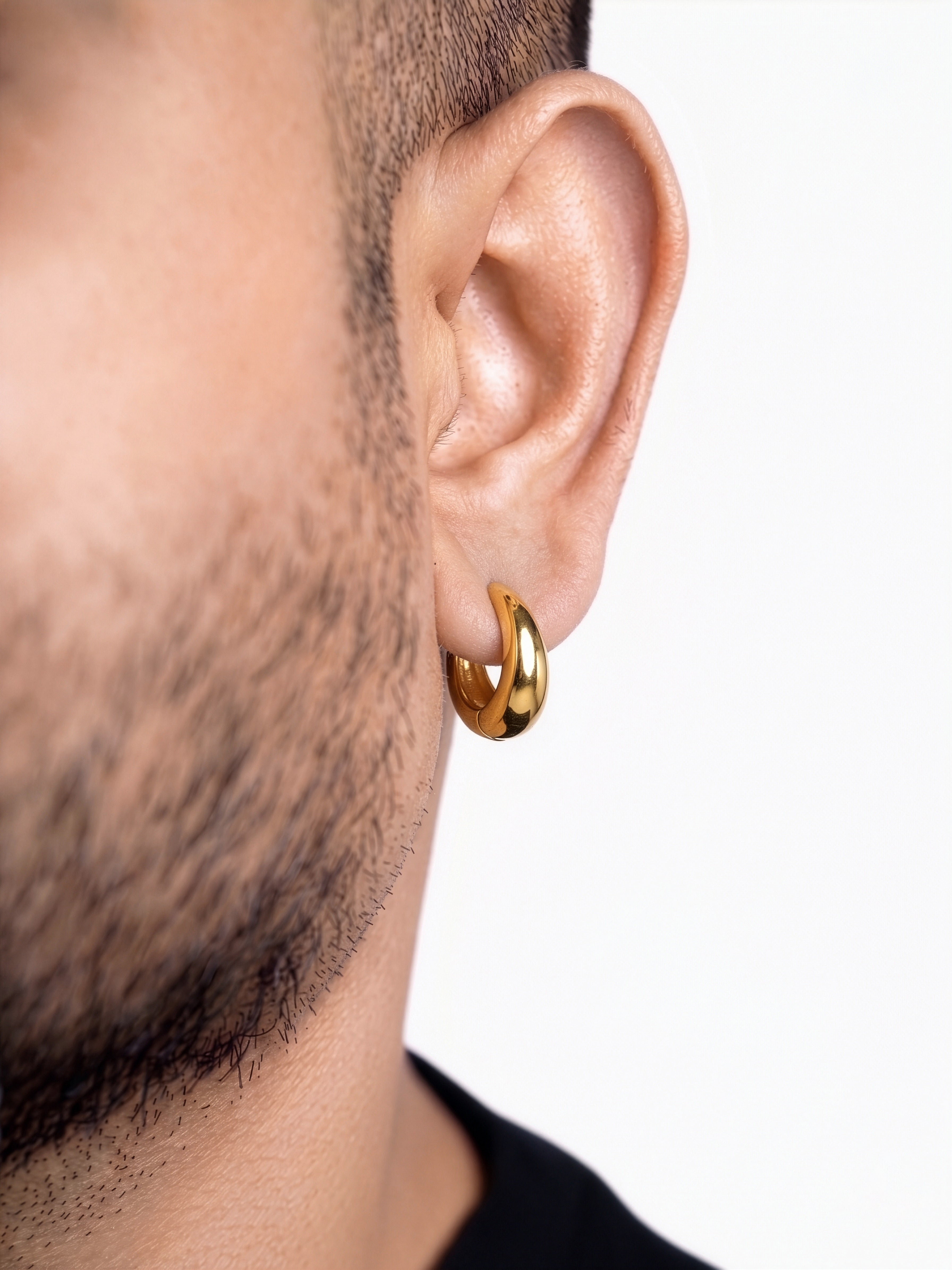 Kaizo 18K Gold Plated Men's Hoop Earrings