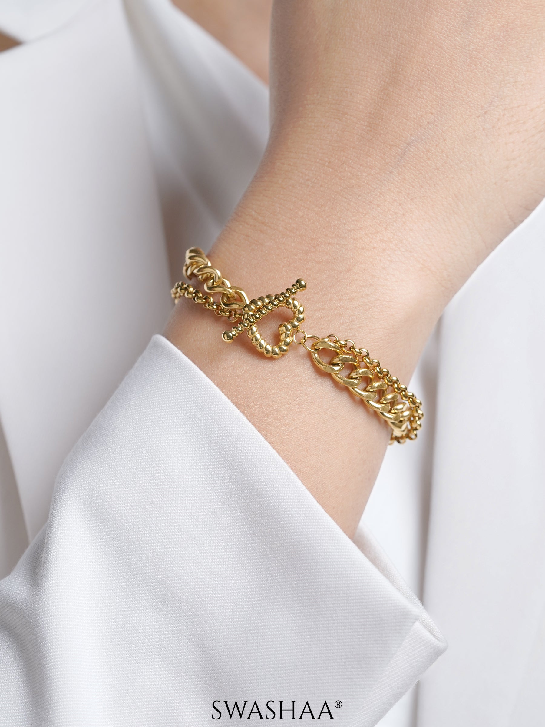 Kian Link Layered 18K Gold Plated Bracelet