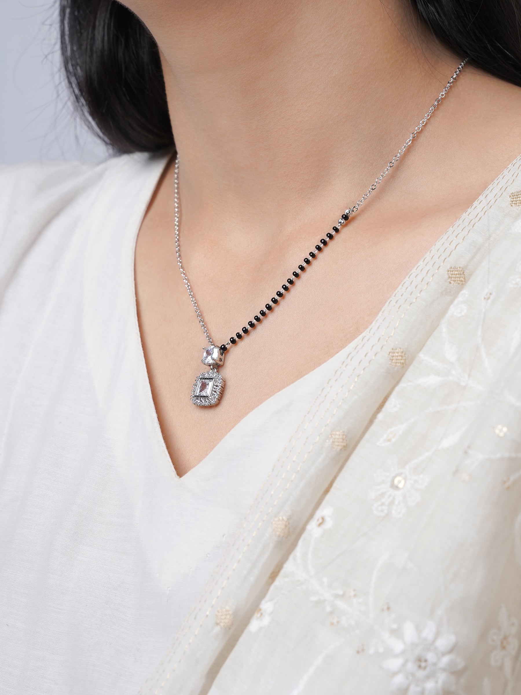 Kissha Silver Mangalsutra