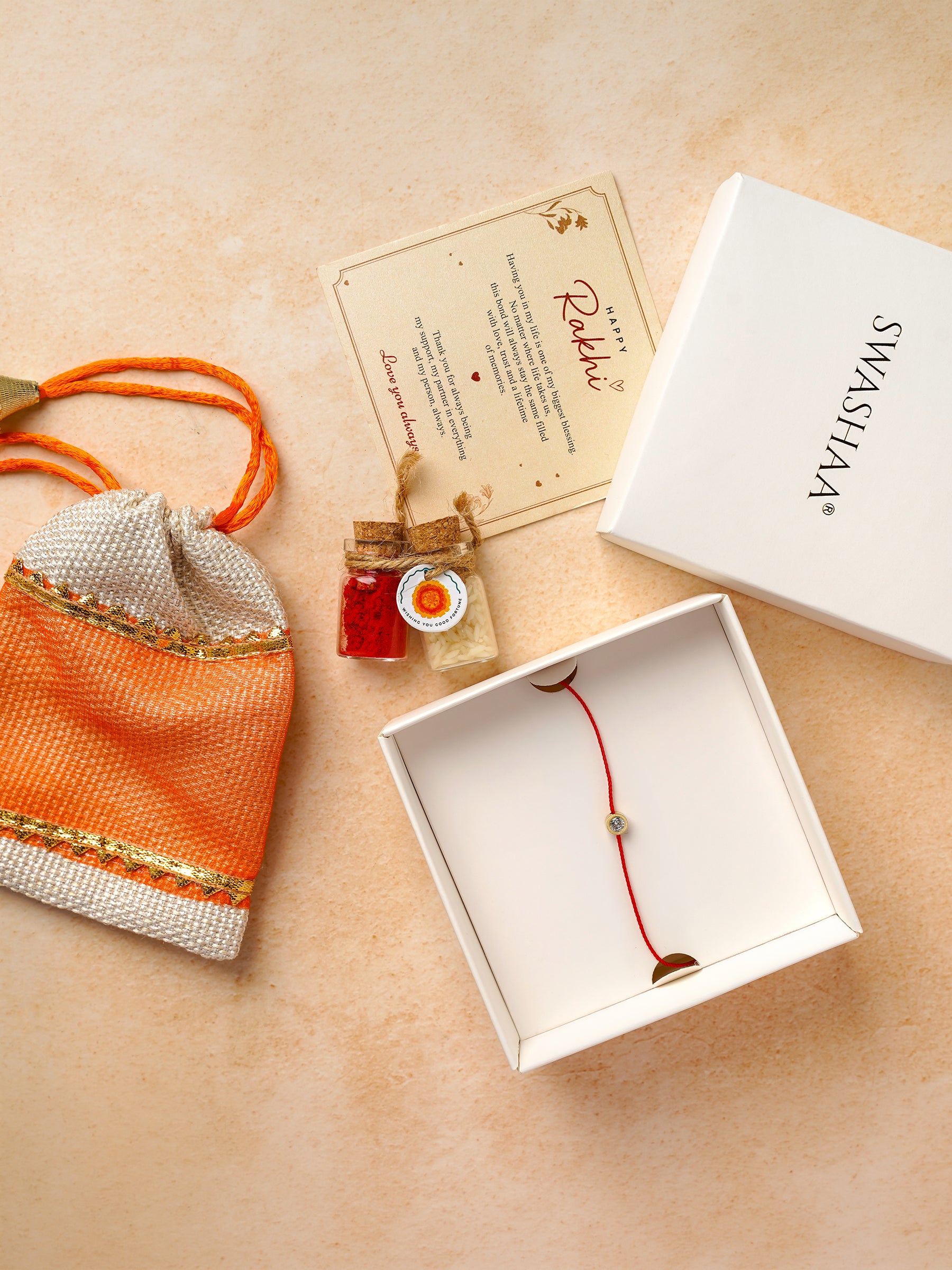 Kush Solitaire 18K Gold Plated Rakhi