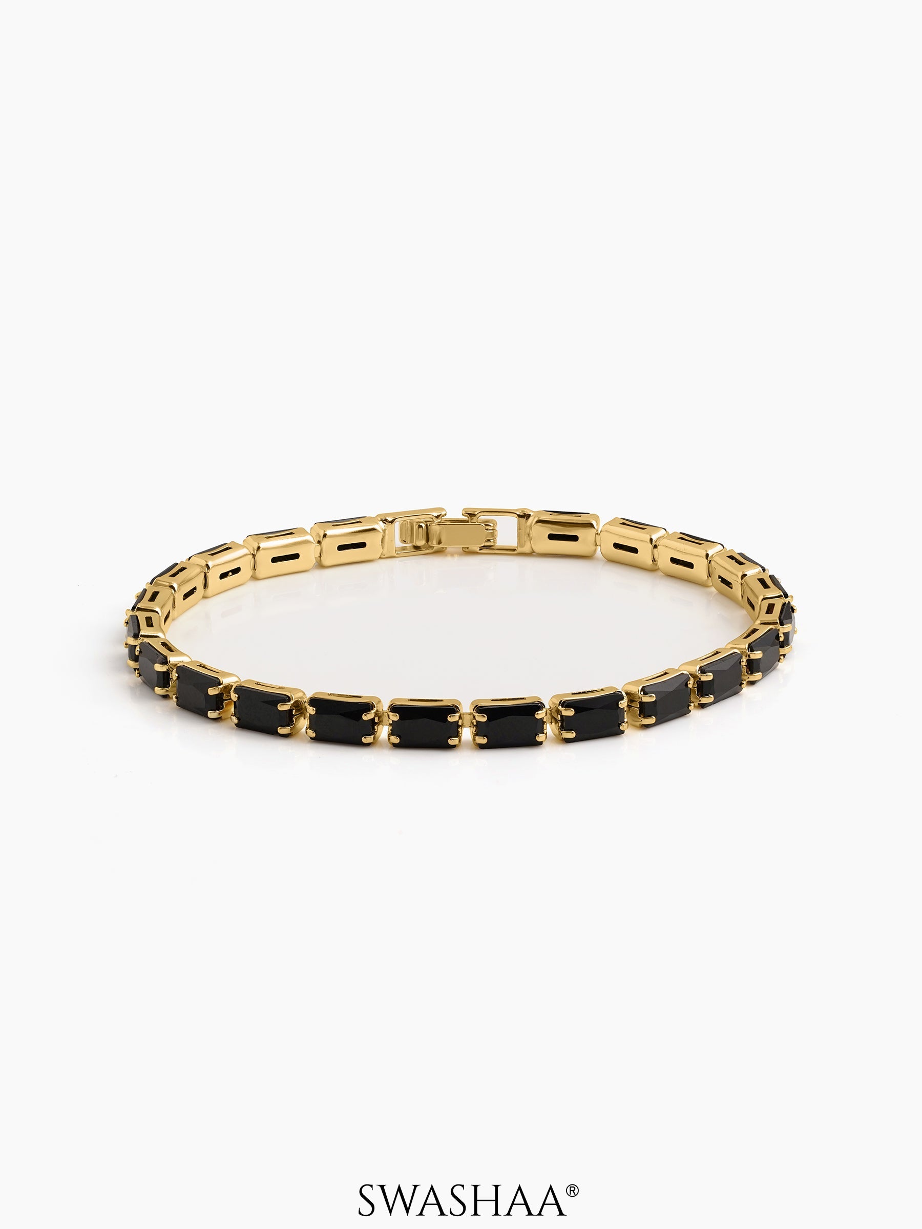 Kyren Diamond Tennis Women's Bracelet Black - 18K Gold Plated