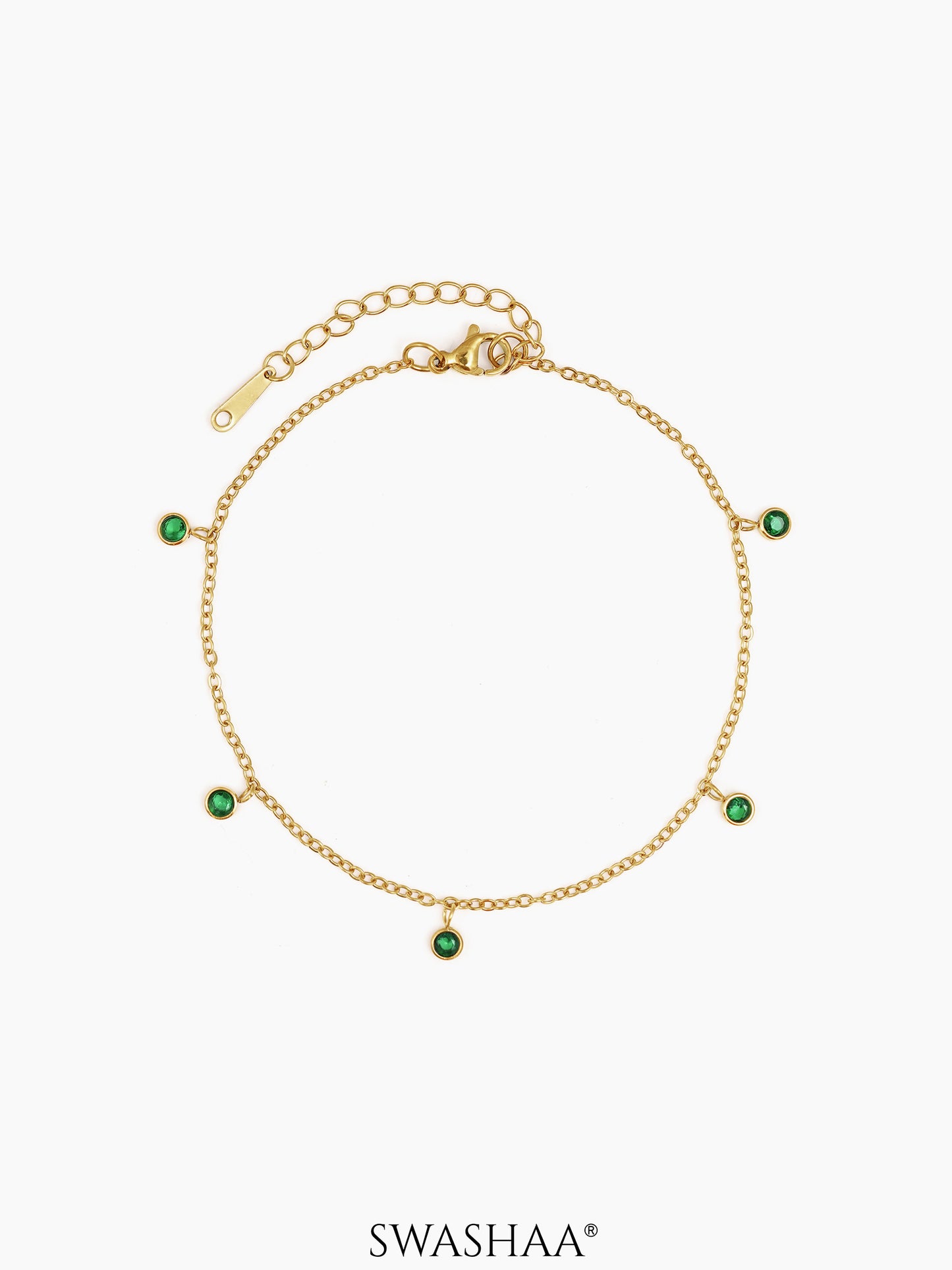 Laariya Emarald Stone 18K Gold Plated Women's Anklet Gold