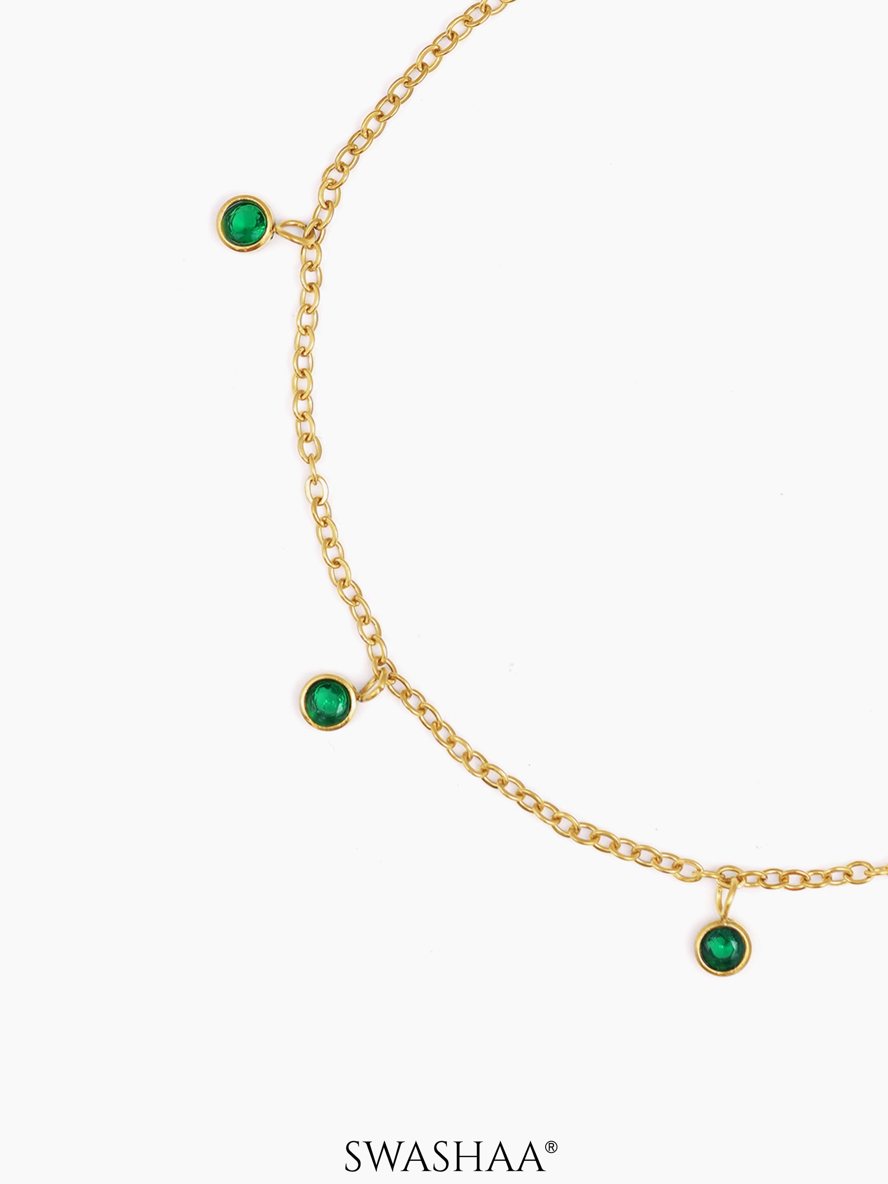 Laariya Emarald Stone 18K Gold Plated Women's Anklet