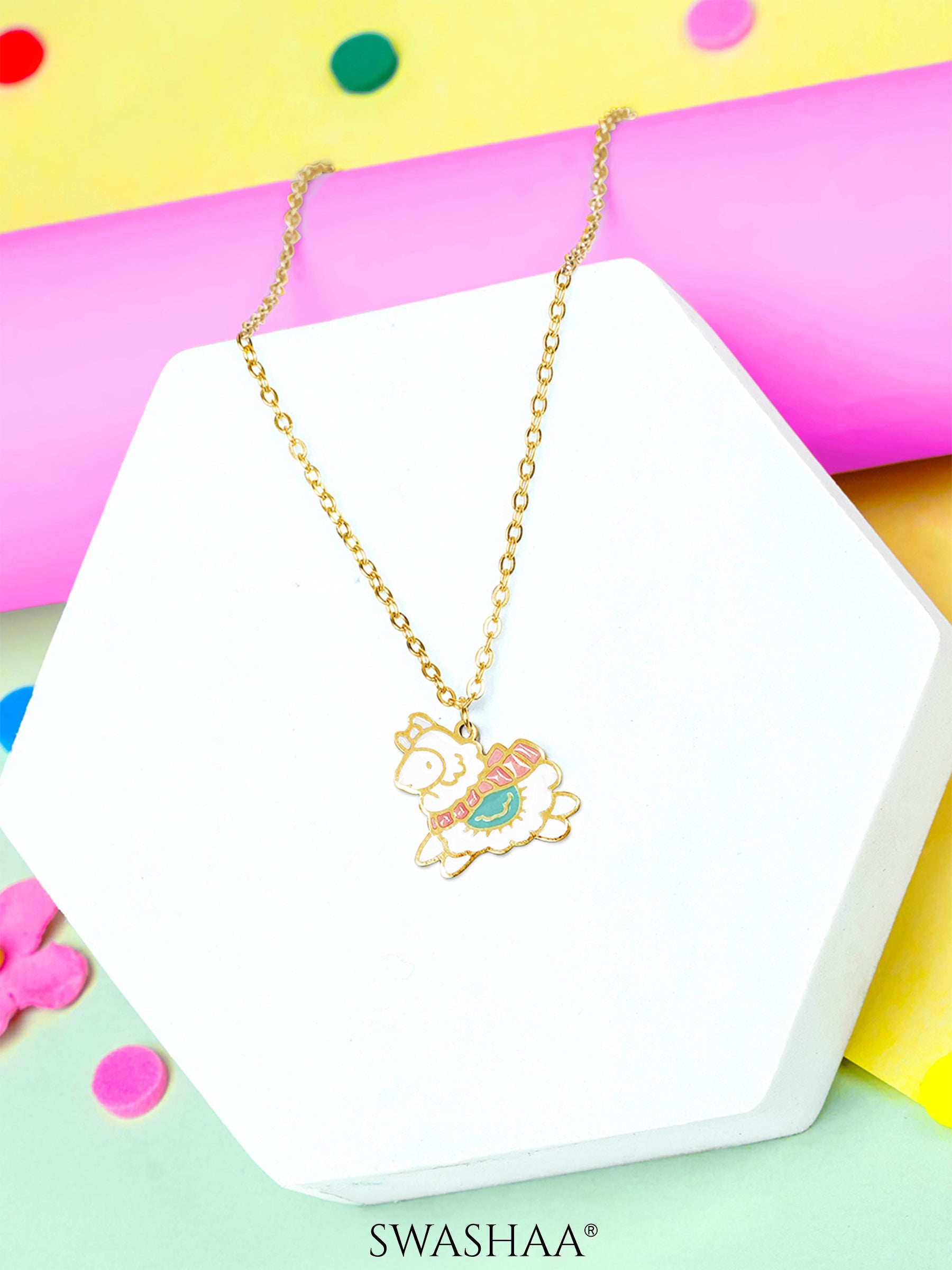 Lady Sheep 18K Gold Plated Kid's Pendant Necklace