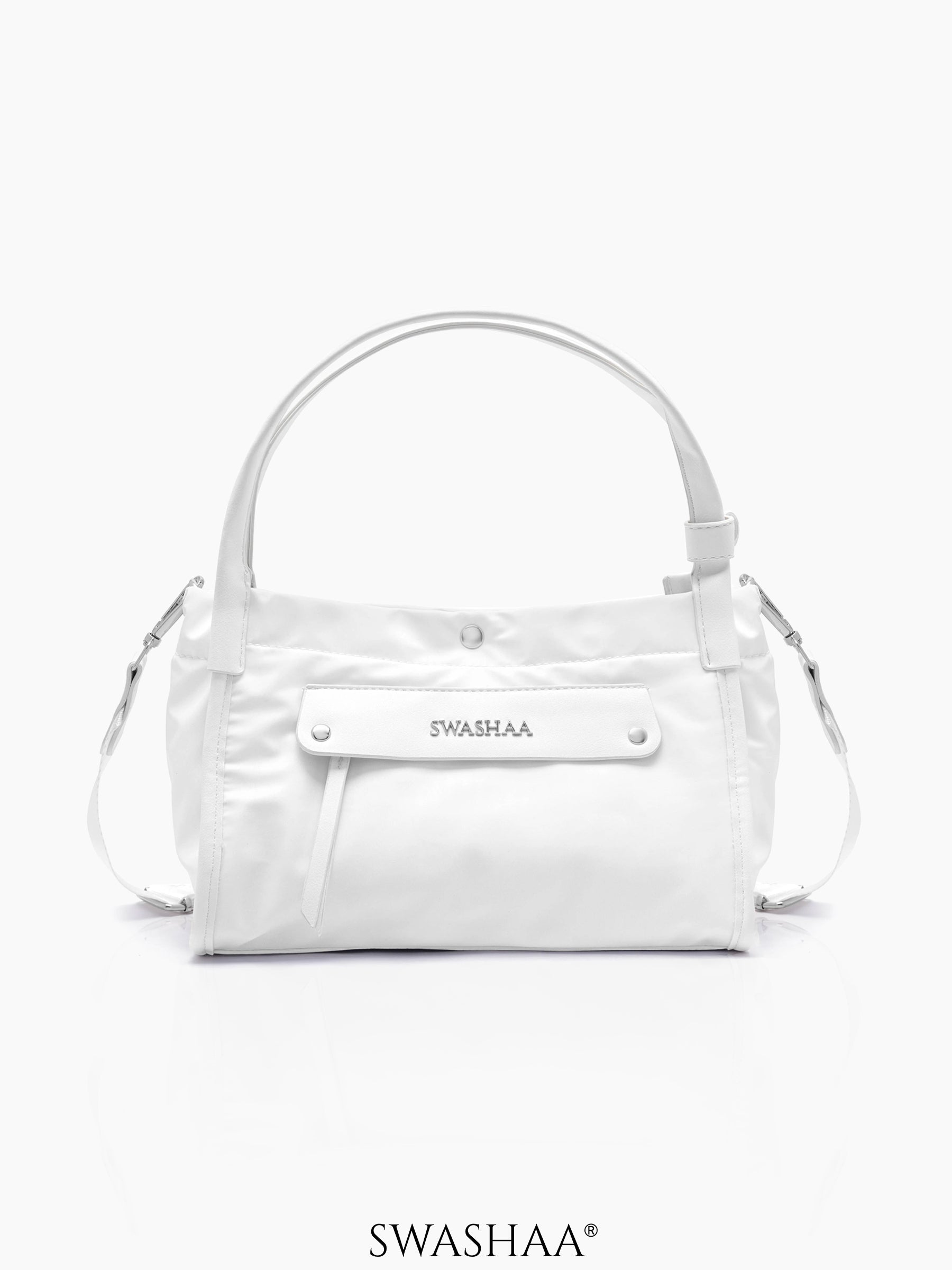 Laura White Nylon Hand Bag White