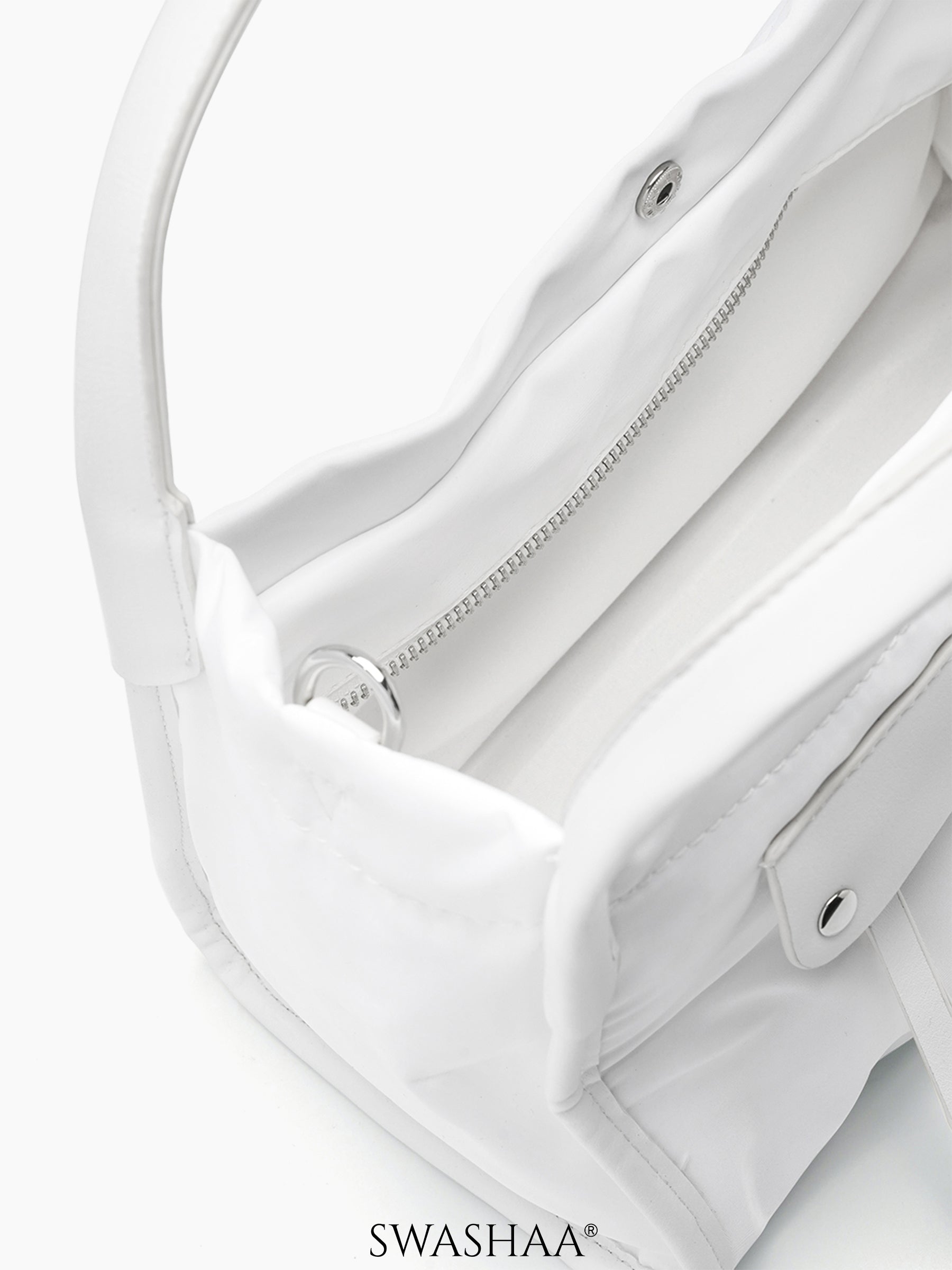 Laura White Nylon Hand Bag