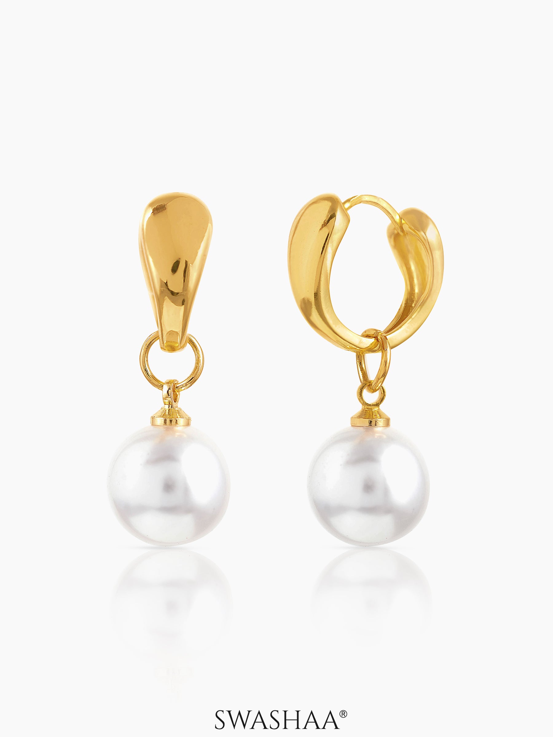 Lenore Pearl 18K Gold Plated Hoop Earrings Gold