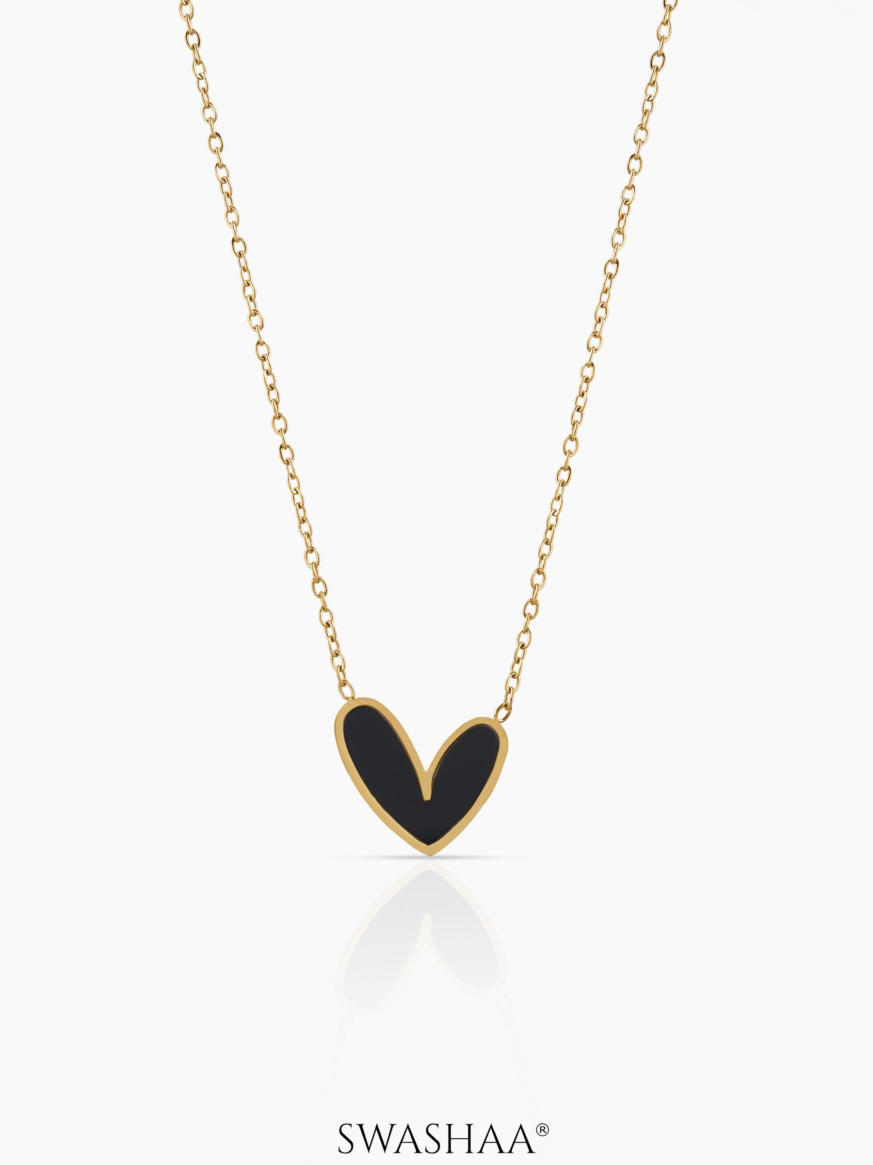 Liana Black Heart Necklace 18K Gold Plated