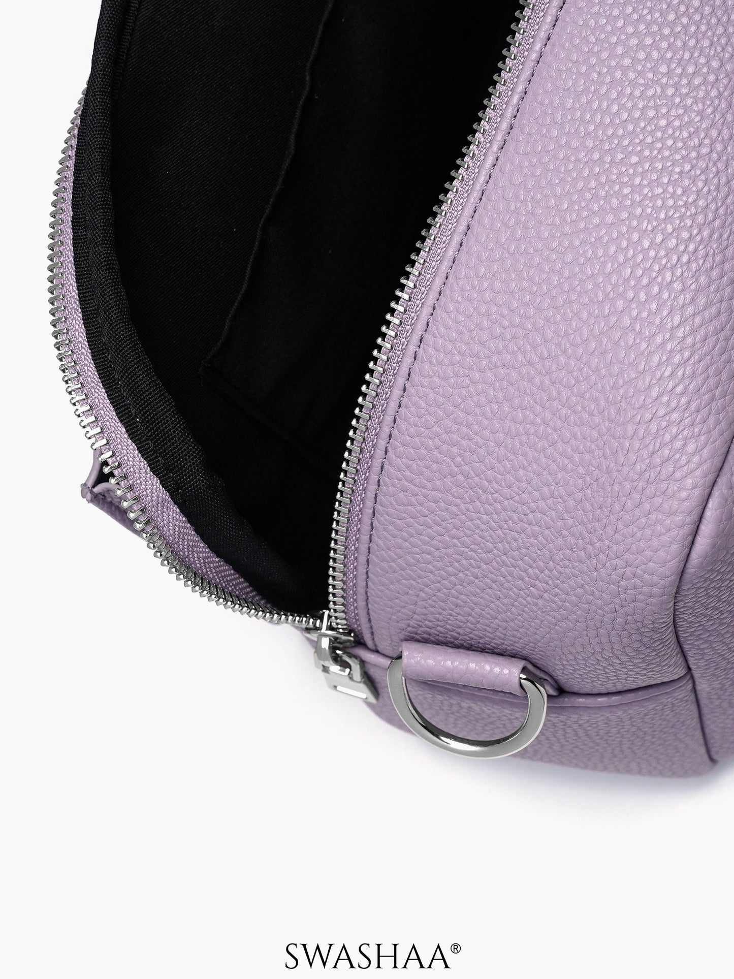Lilac Two Pocket Leather Shoulder Bag