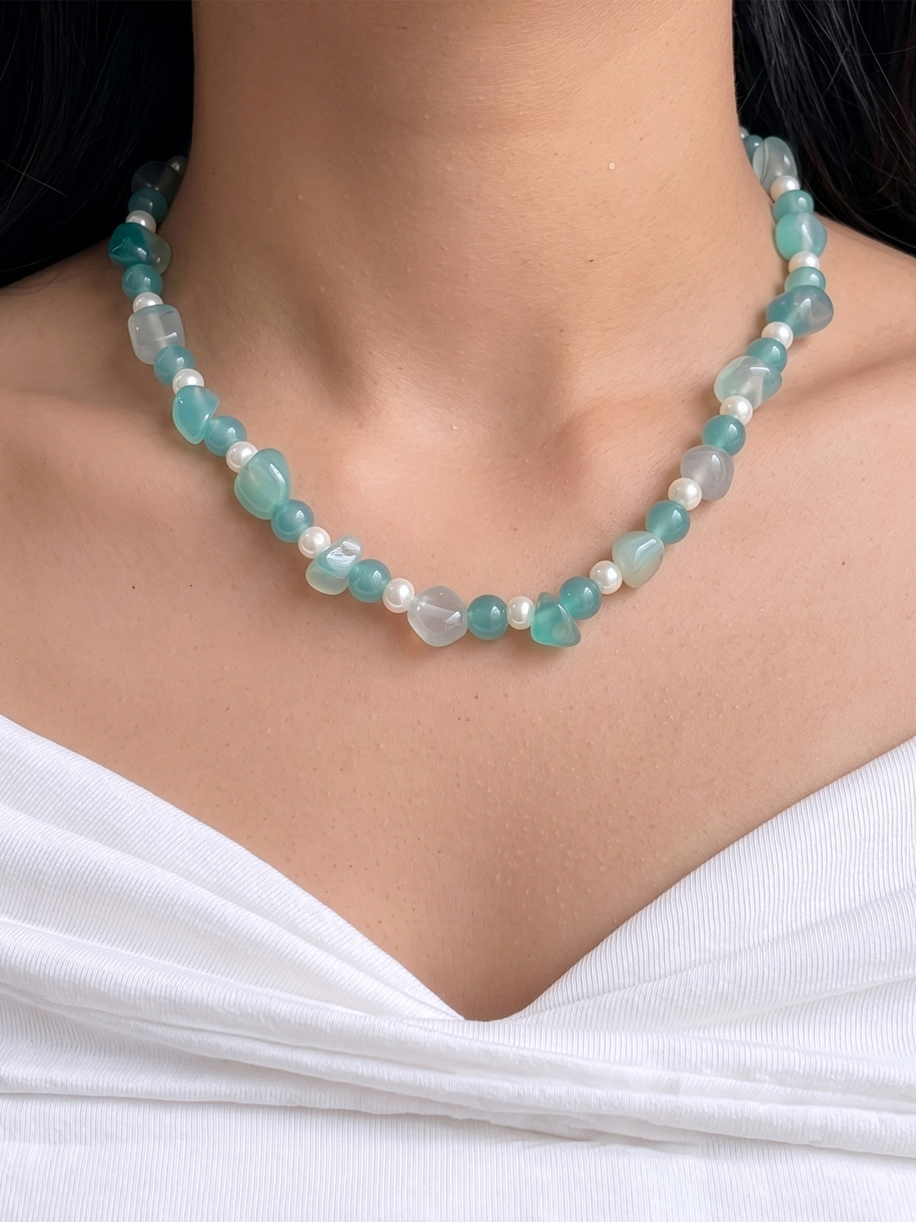 Lime Aqua Women’s Beaded Necklace