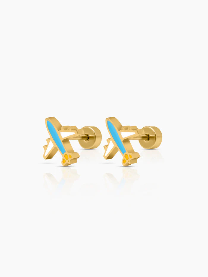 Little Airplane 18K Gold Plated Kid's Earrings