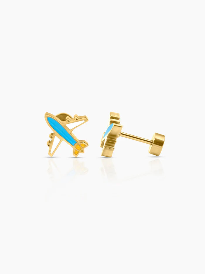 Little Airplane 18K Gold Plated Kid's Earrings Gold