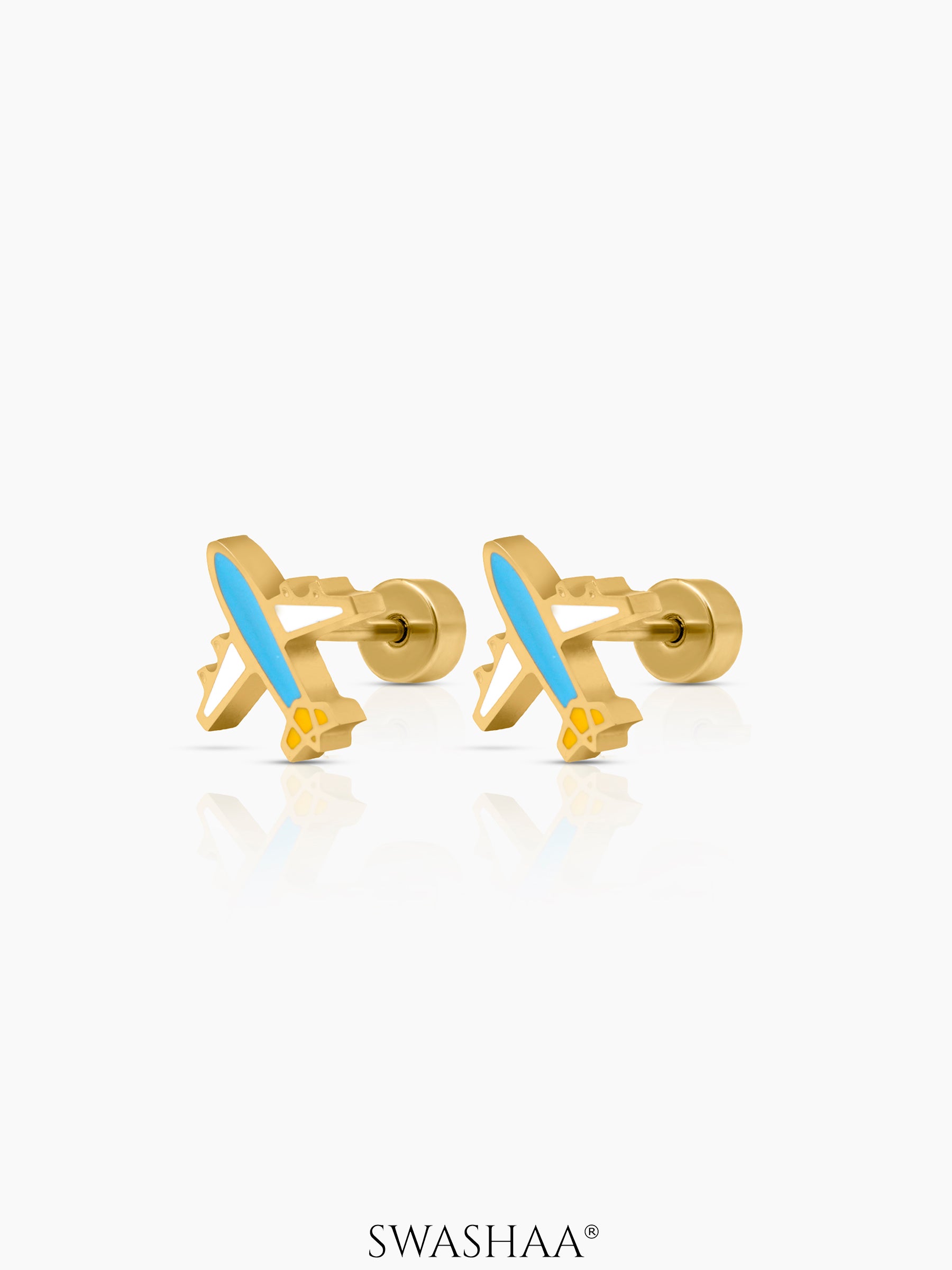 Little Airplane 18K Gold Plated Kid's Earrings