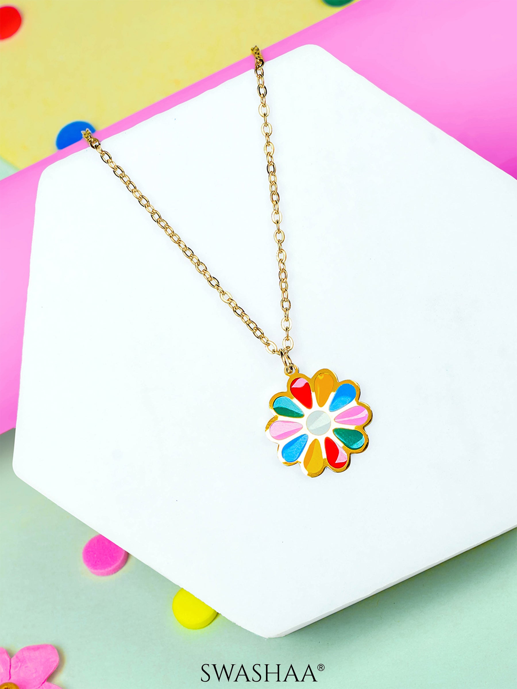 Lolly Flower 18K Gold Plated Kid's Pendant Necklace