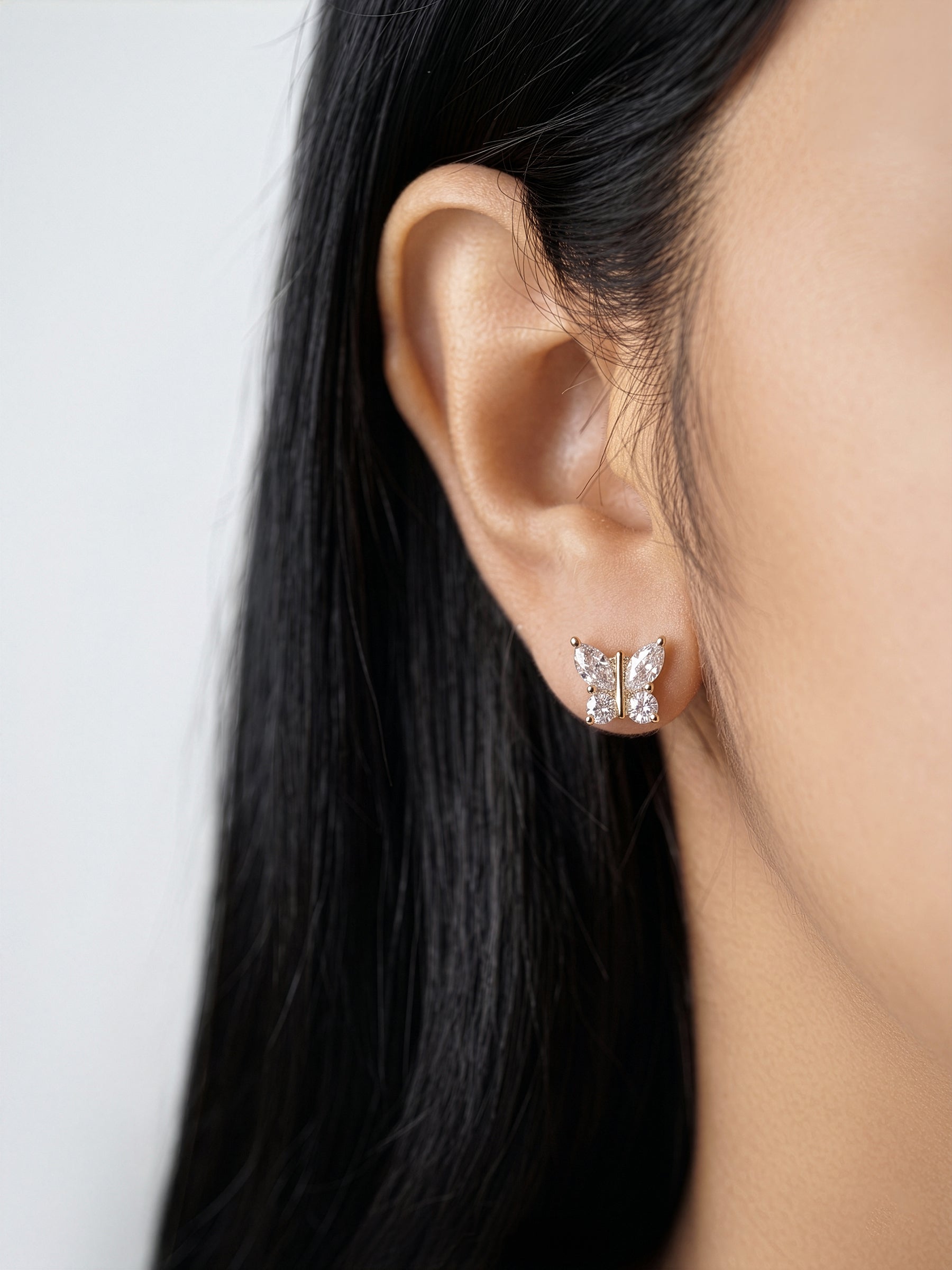 Loraya Diamond Butterfly 18K Gold Plated Earrings