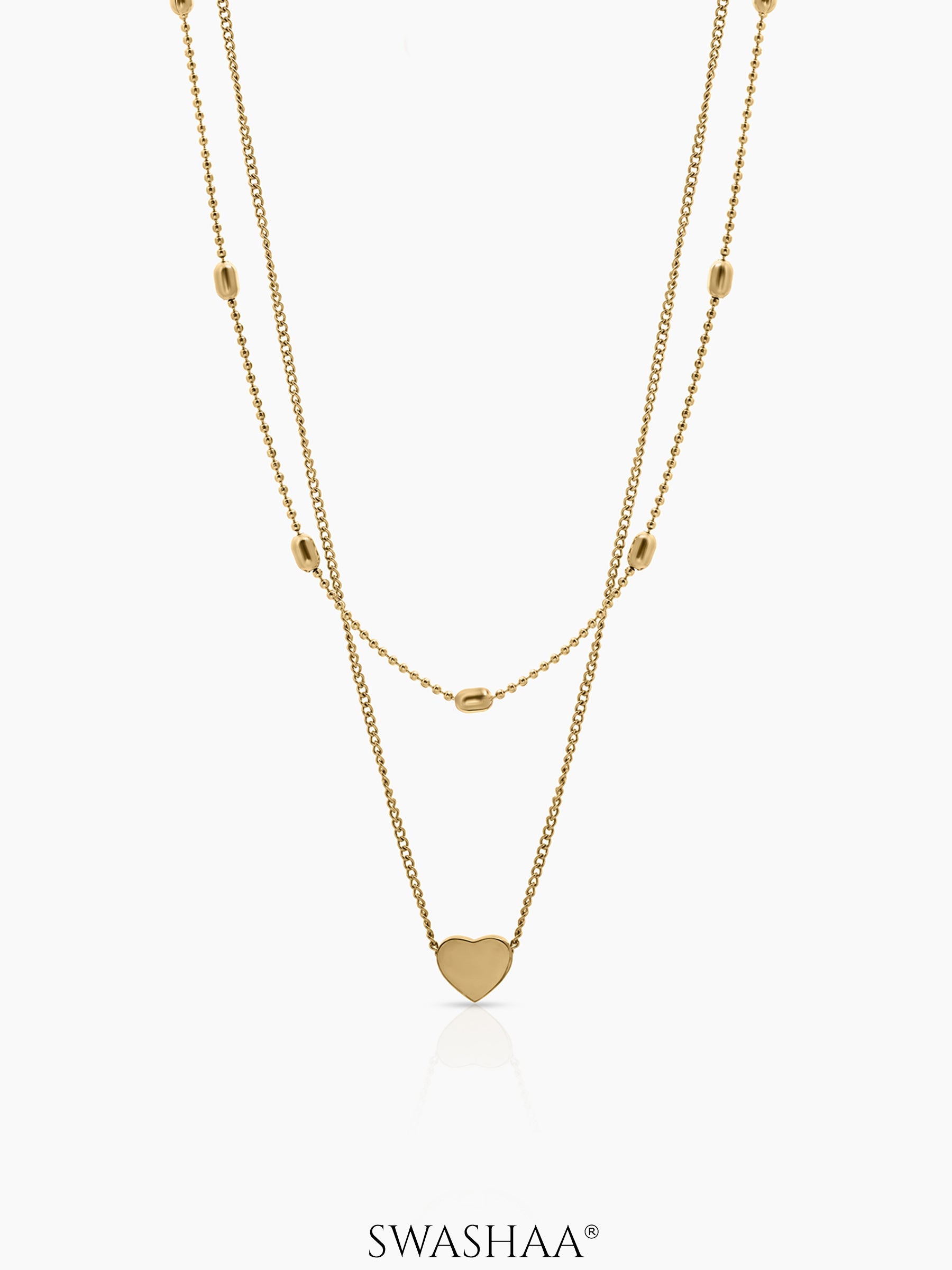 Lorena Heart Drop 18K Gold Plated Layered Necklace Gold