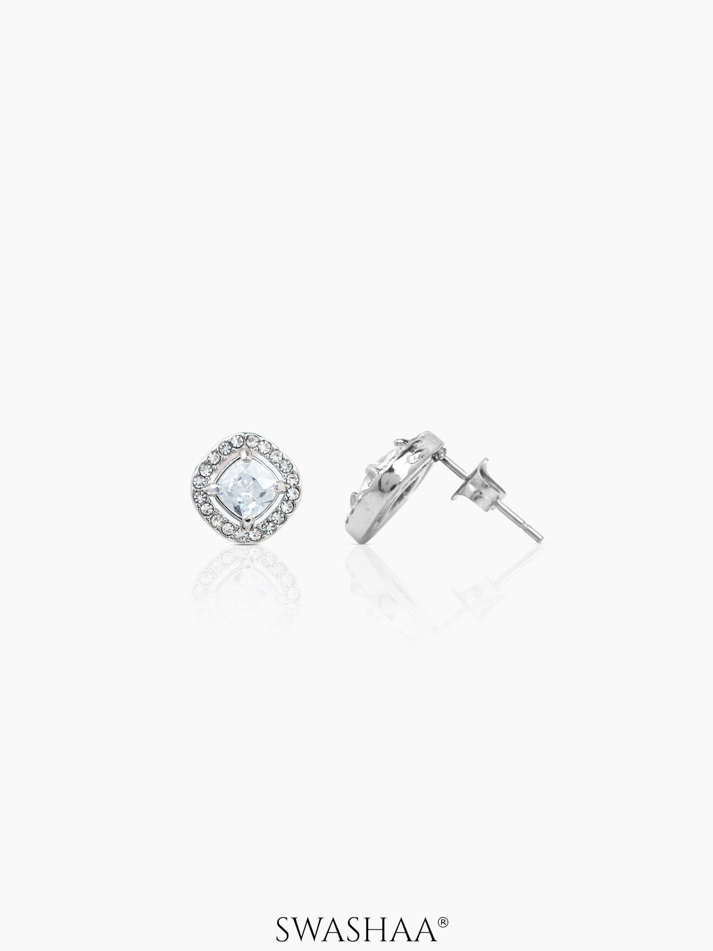 Lucent Cushion Men's Stud Earrings Silver