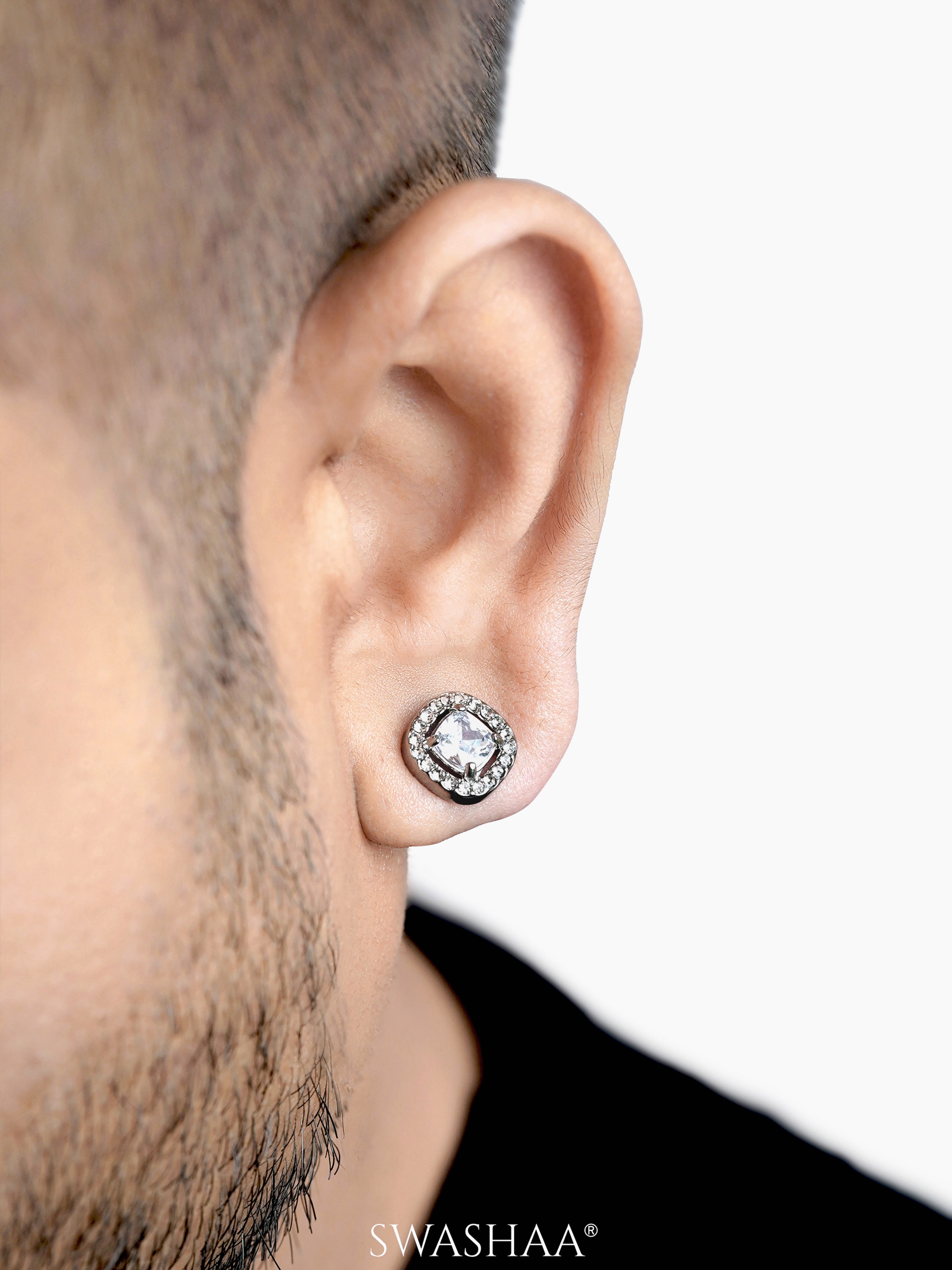 Lucent Cushion Men's Stud Earrings