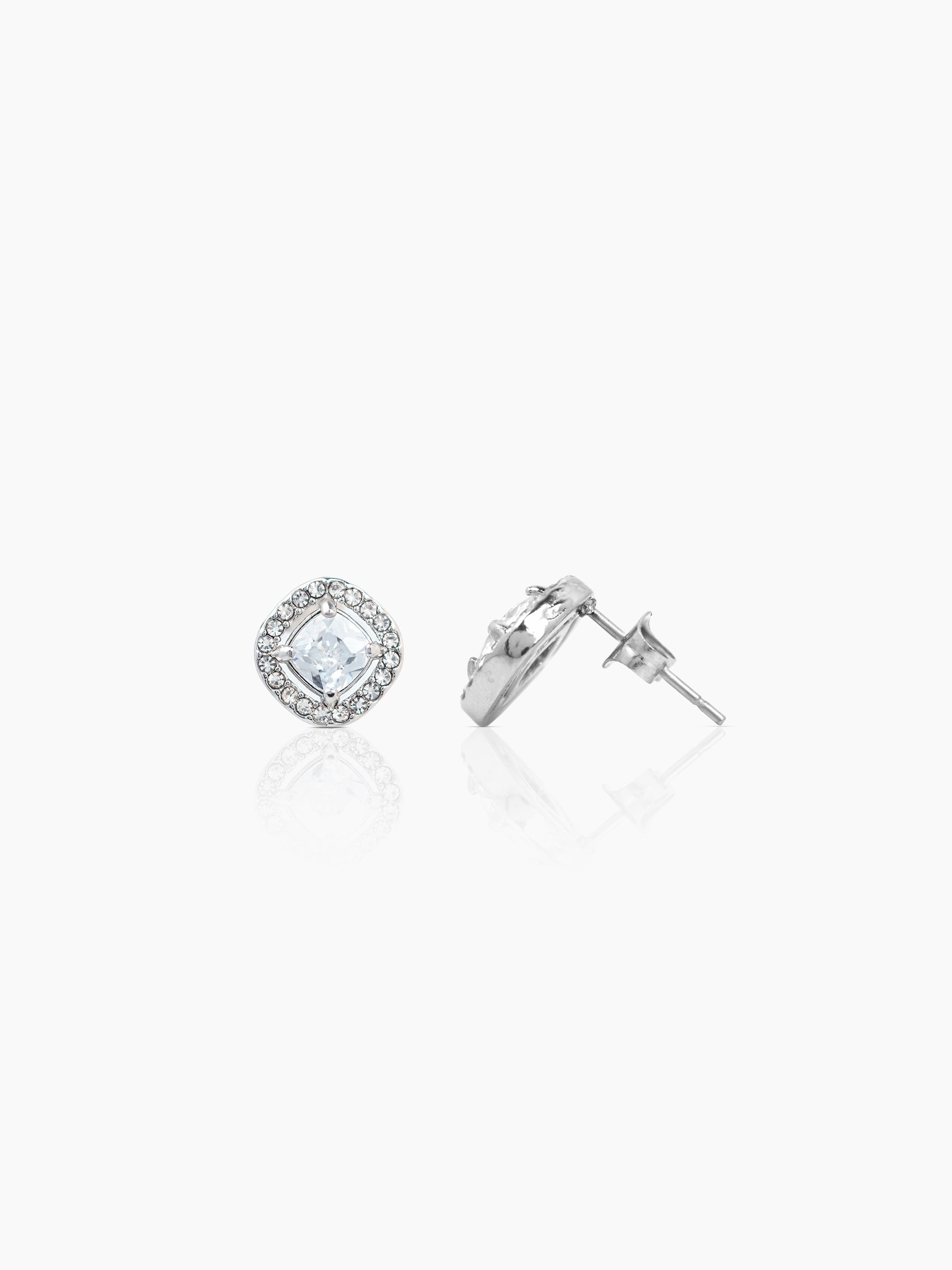 Lucent Cushion Silver Men's Stud Earrings Silver