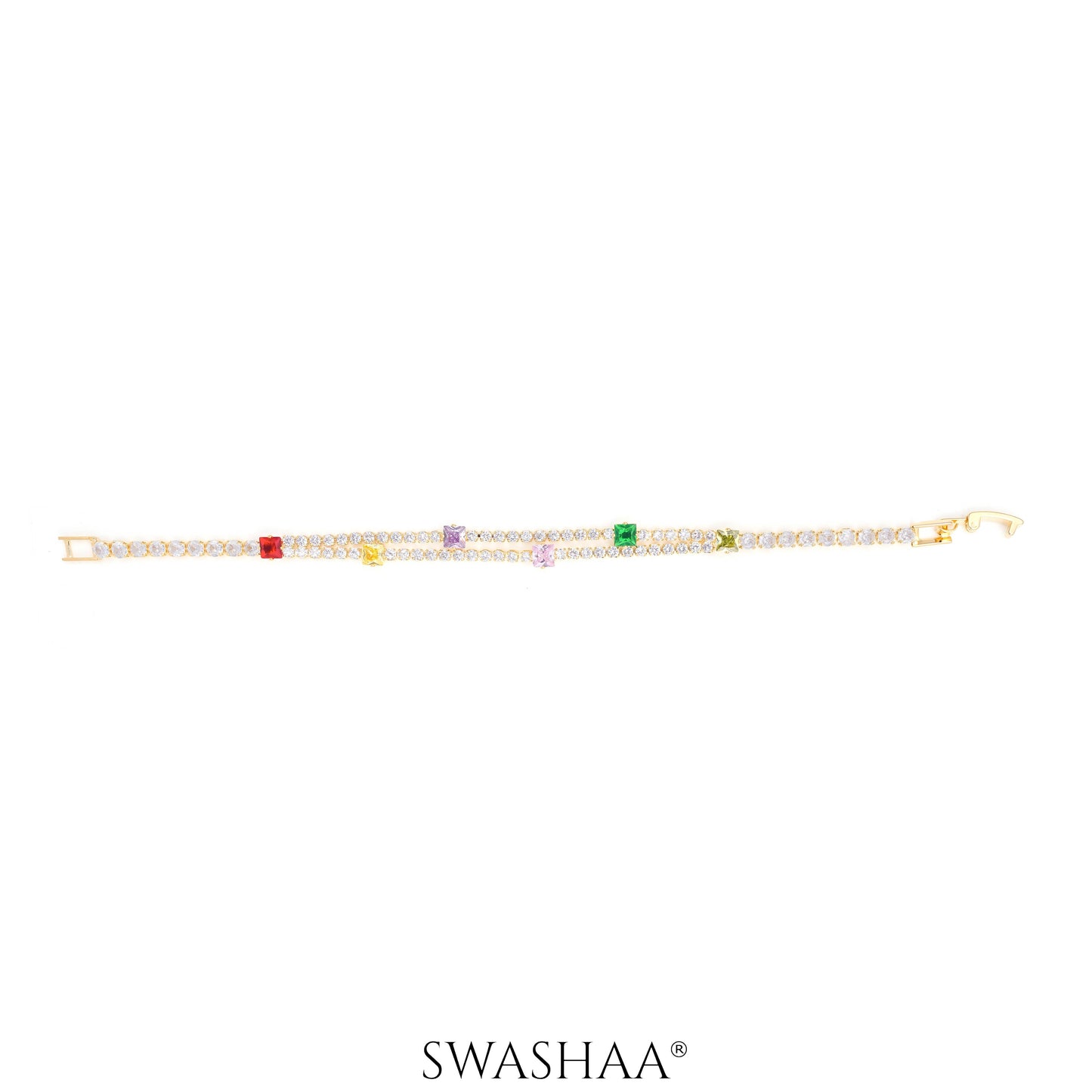 Lucy Multi Coloured Square-cut Layered Tennis Bracelet