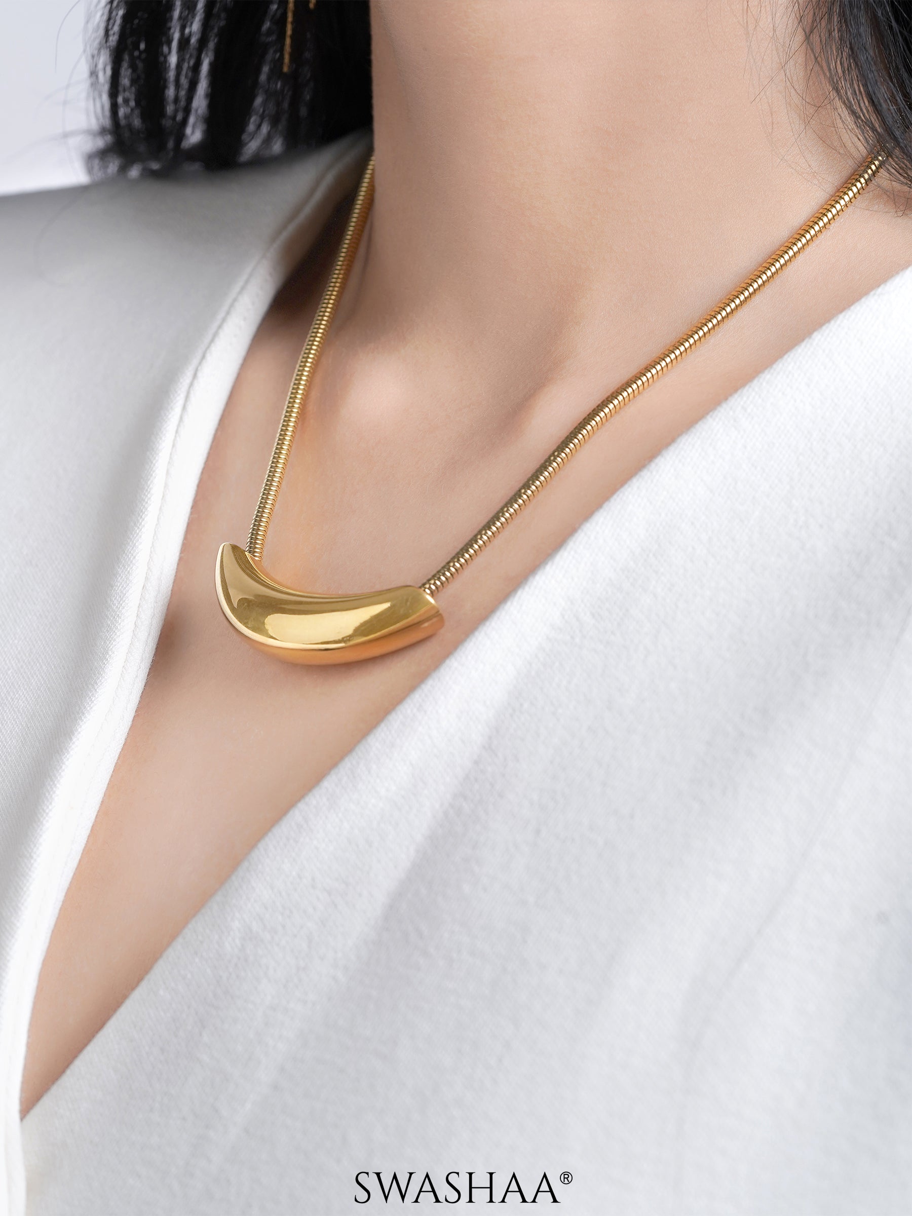 Luna Crescent Bold Snake Chain Necklace