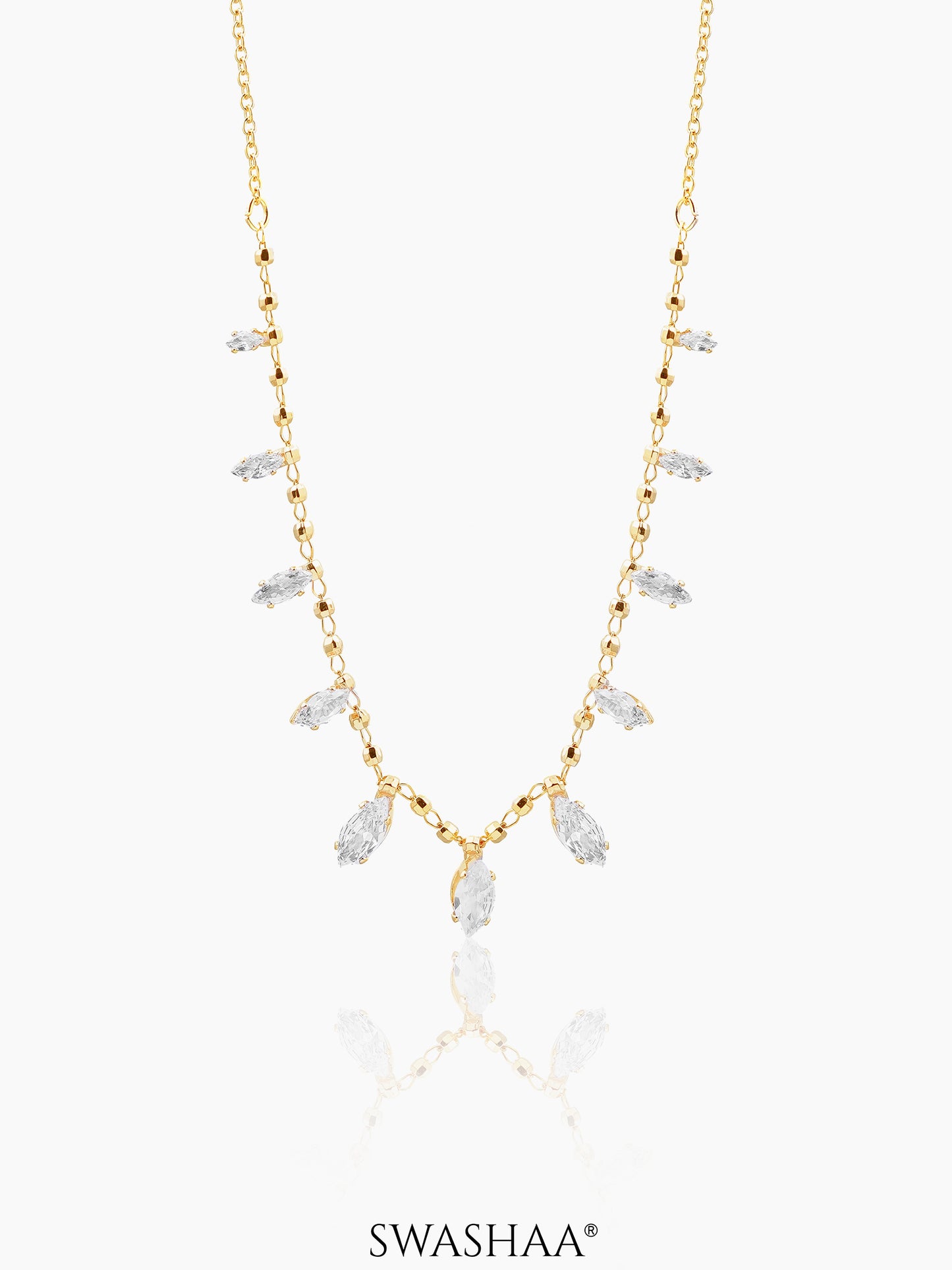 Lunara Marquise Drizzle Drop Charm 18K Gold Plated Choker Gold