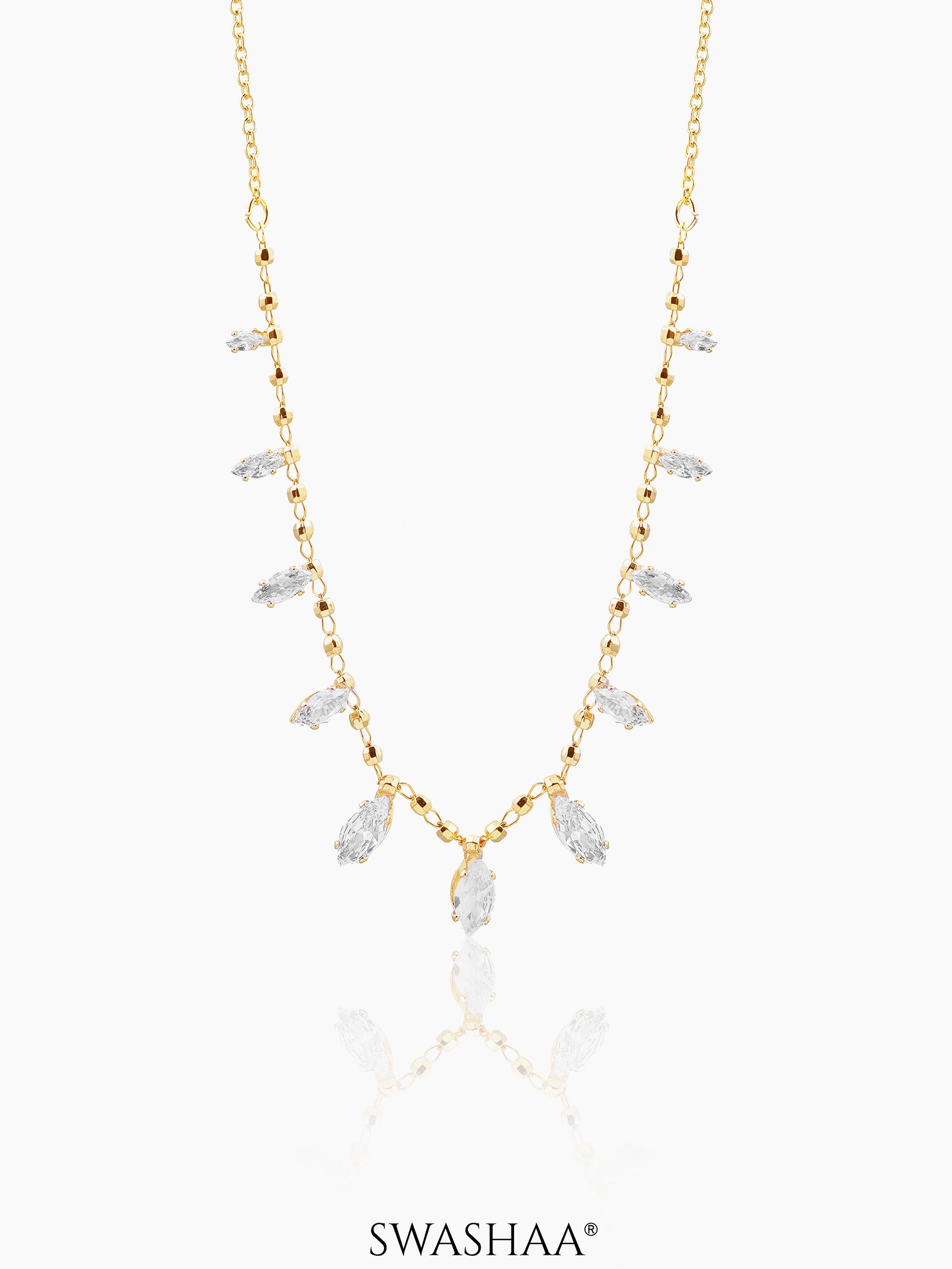 Lunara Marquise Drizzle Drop Charm 18K Gold Plated Choker Gold