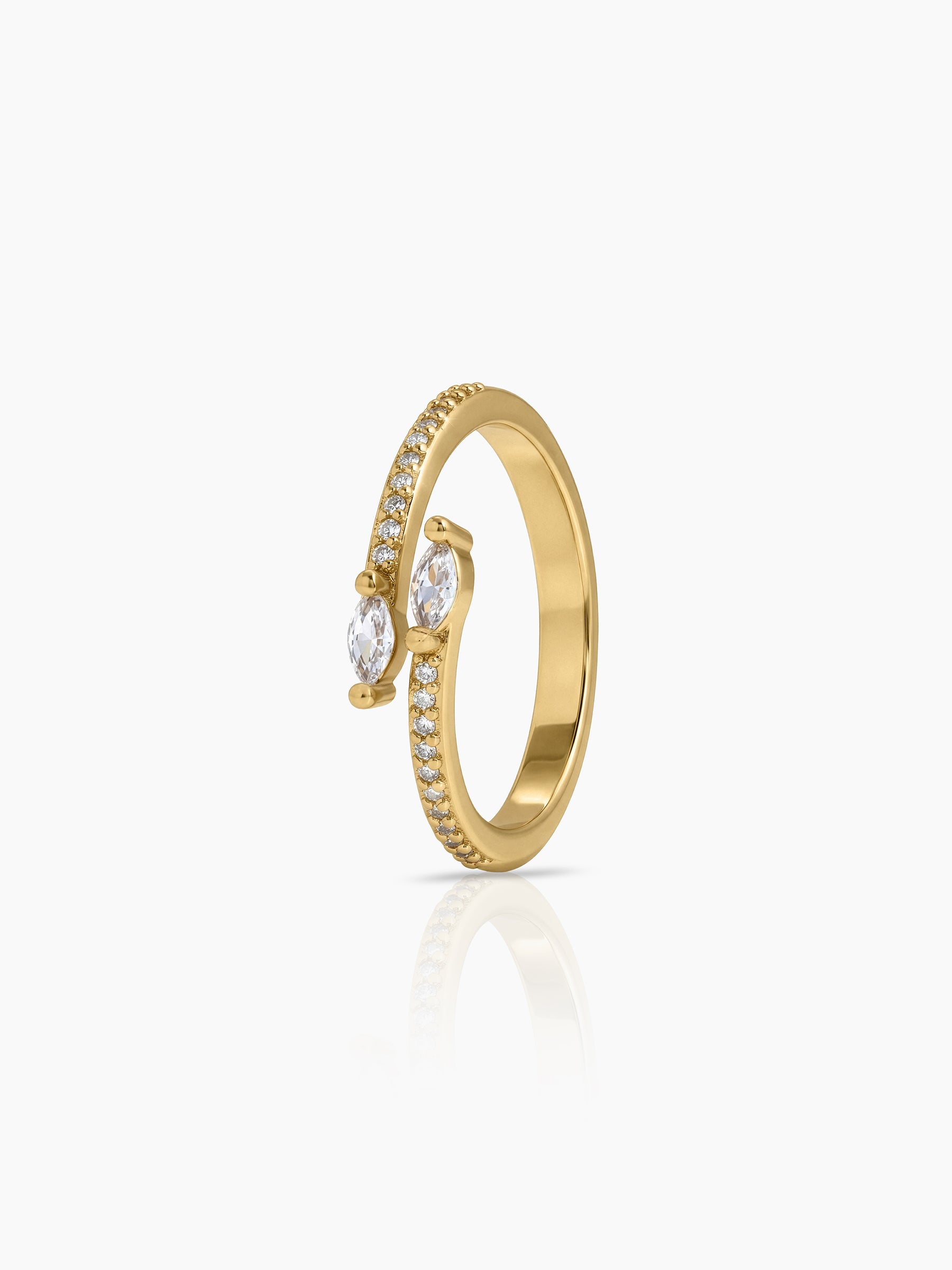 Lunessa Marquise Diamond 18K Gold Plated Women's Ring Gold