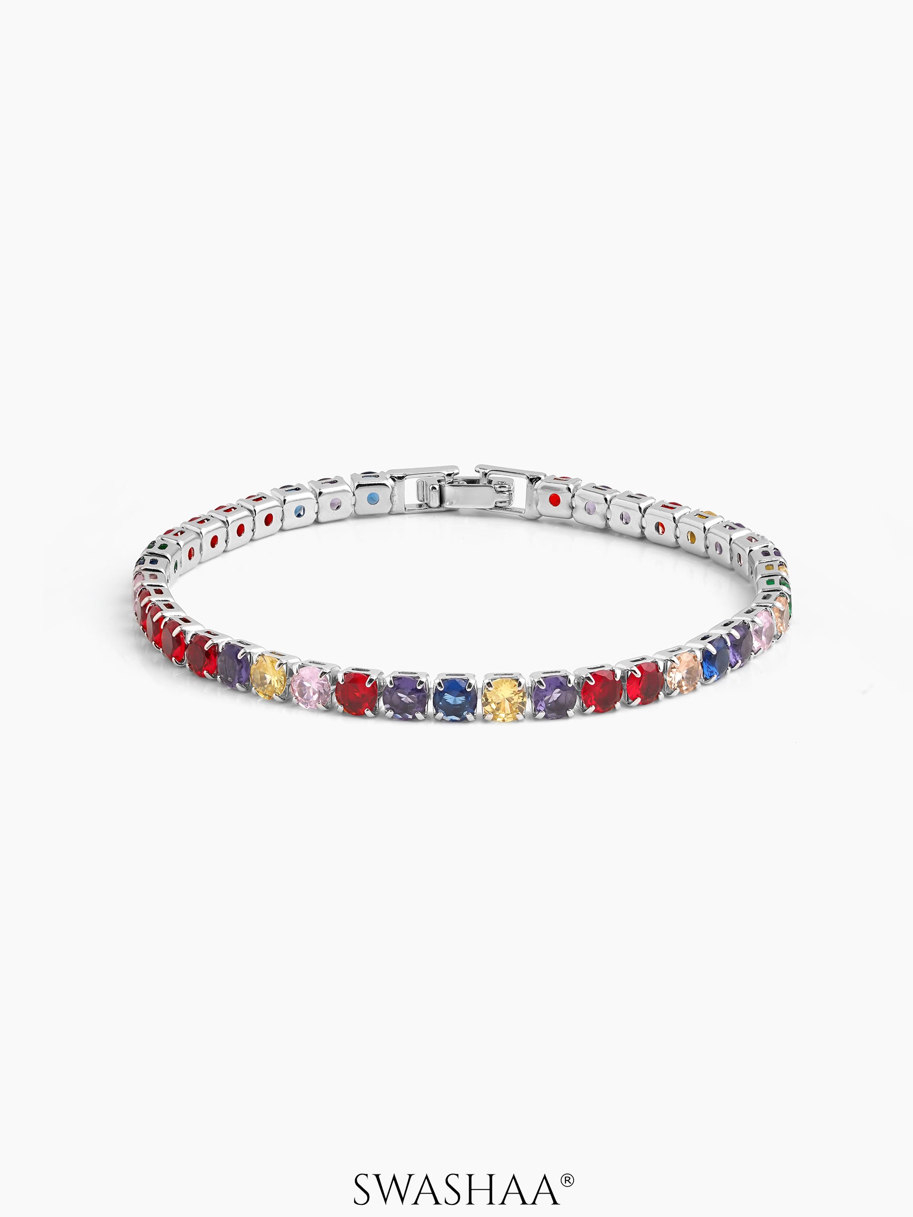 Lunira Multi Diamond Tennis Bracelet Multi - Silver