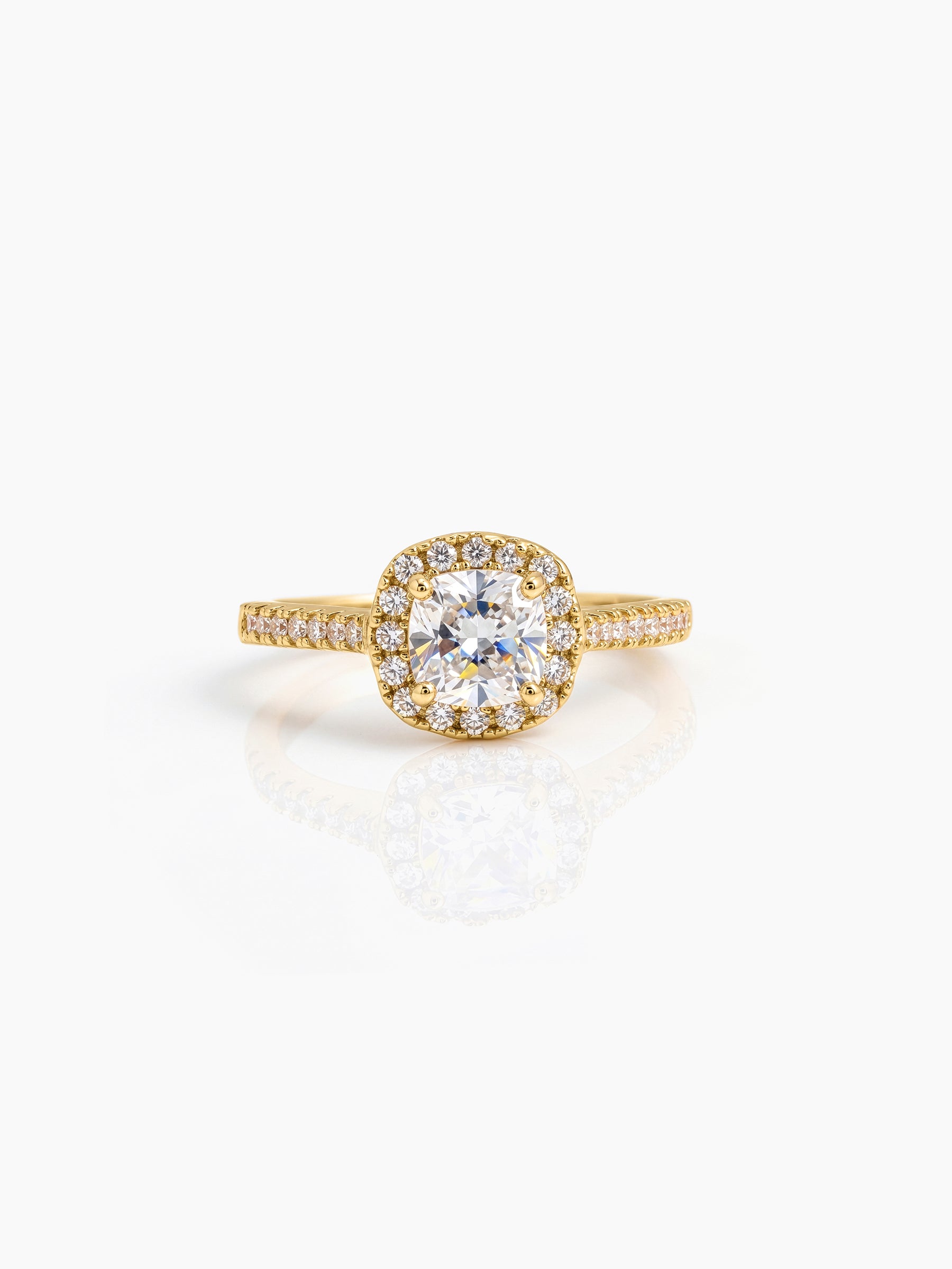 Lureza Solitaire Halo 18K Gold Plated Women's Ring