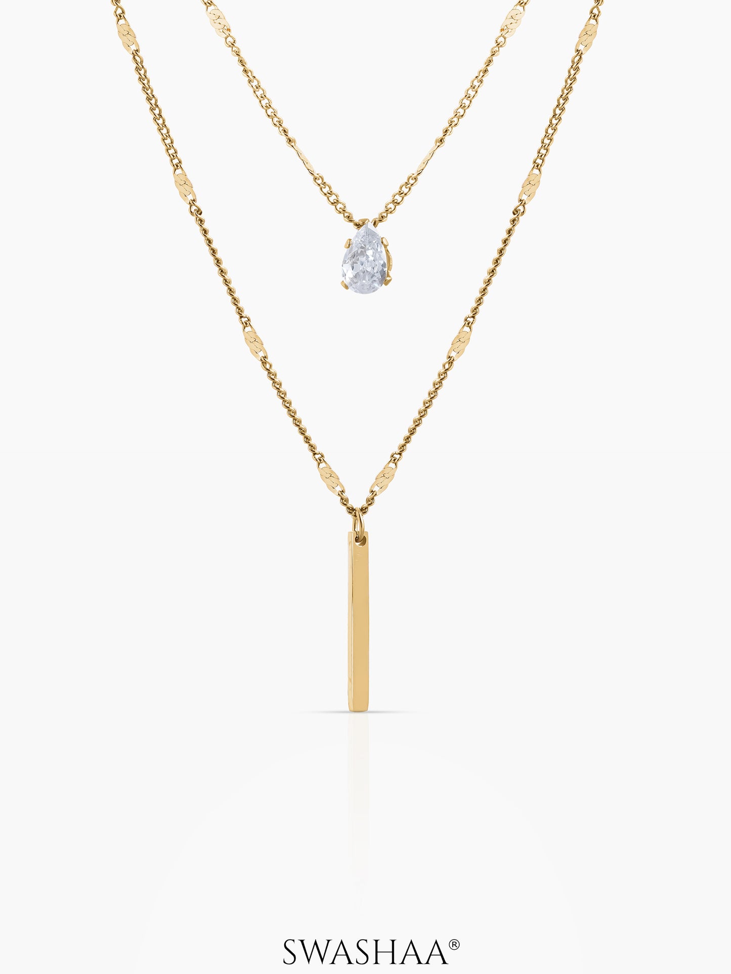 Lynna Bar Layered Necklace 18K Gold Plated