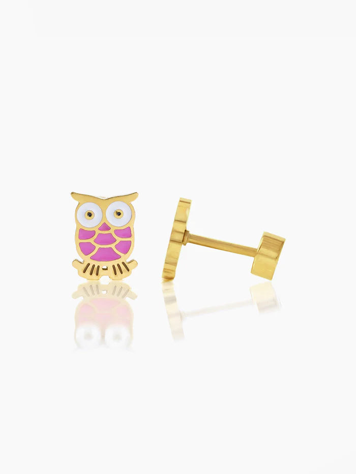 Mac Owl 18K Gold Plated Kid's Earrings