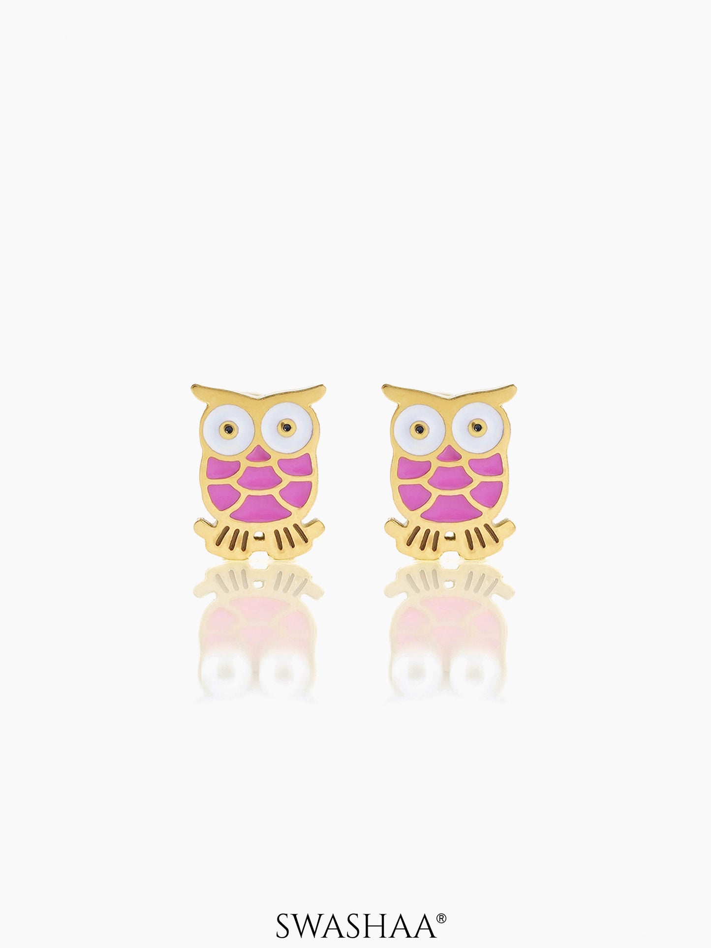 Mac Owl 18K Gold Plated Kid's Earrings
