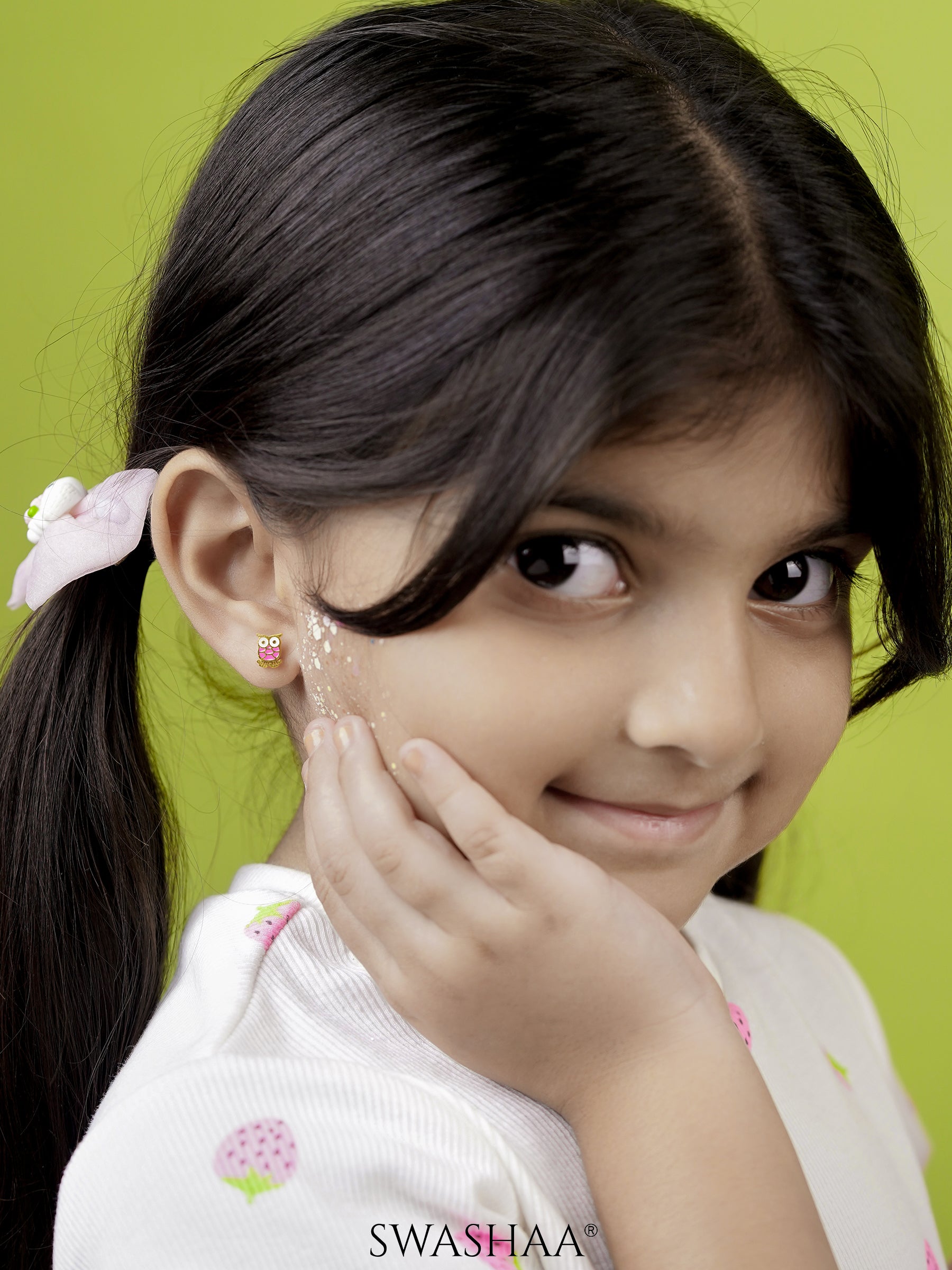 Mac Owl 18K Gold Plated Kid's Earrings