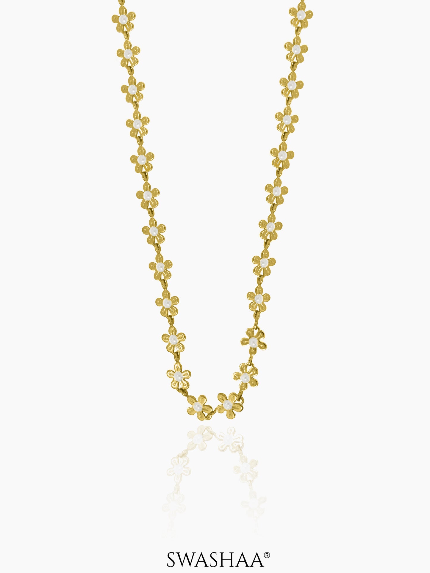Madona 14K Gold Plated Necklace White - 14K Gold Plated