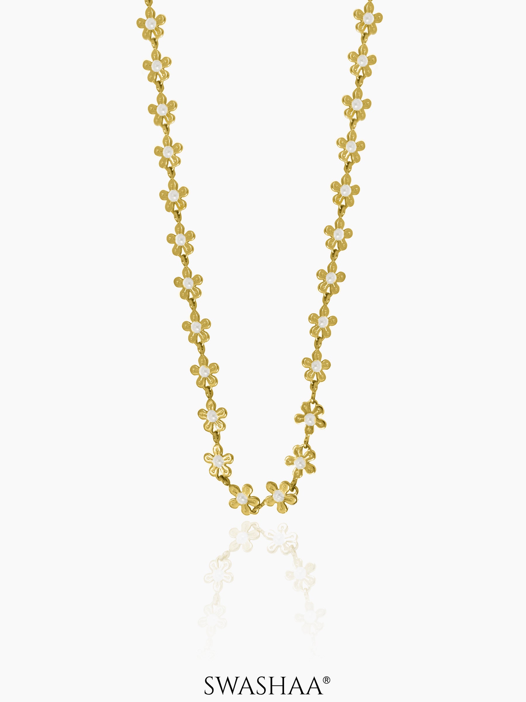Madona 14K Gold Plated Necklace White - 14K Gold Plated