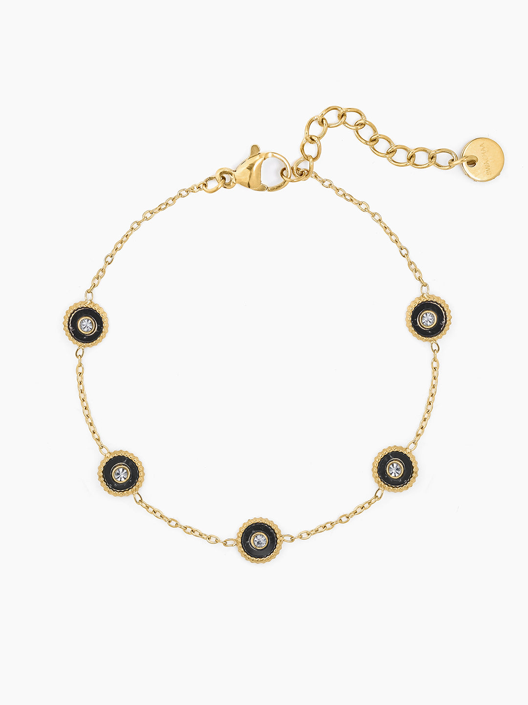 Maelis Black Charms 14K Gold Plated Bracelet