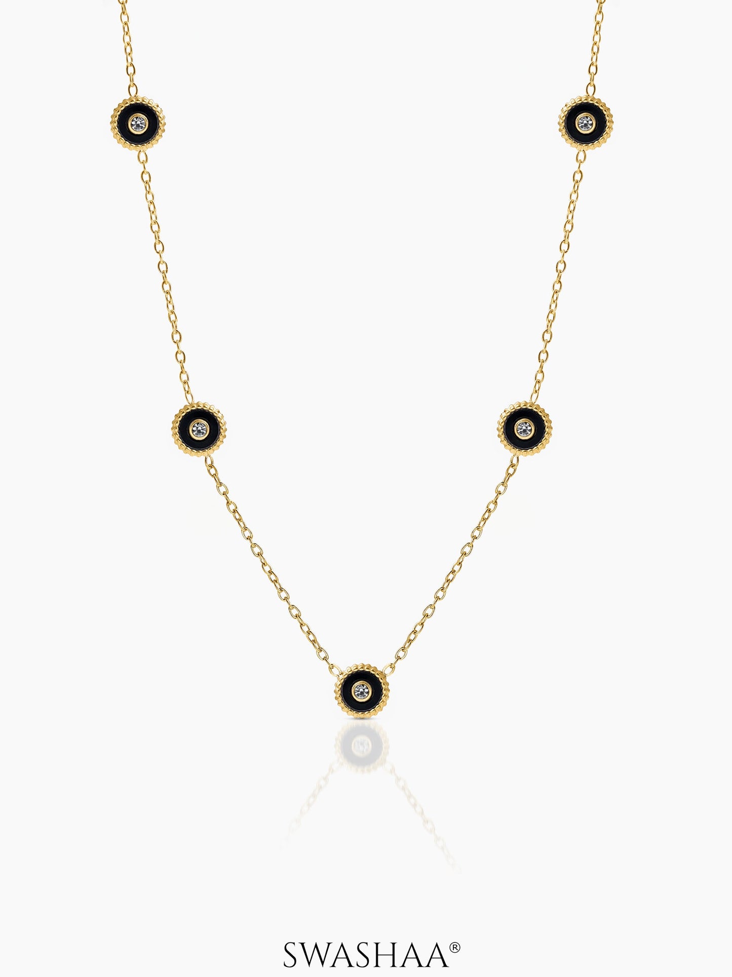 Maelis Black Charms Necklace 18K Gold Plated